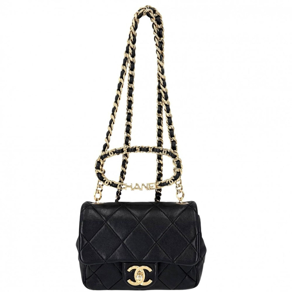 Chanel Black White Leather Shoulder Bag (Pre-Owned)