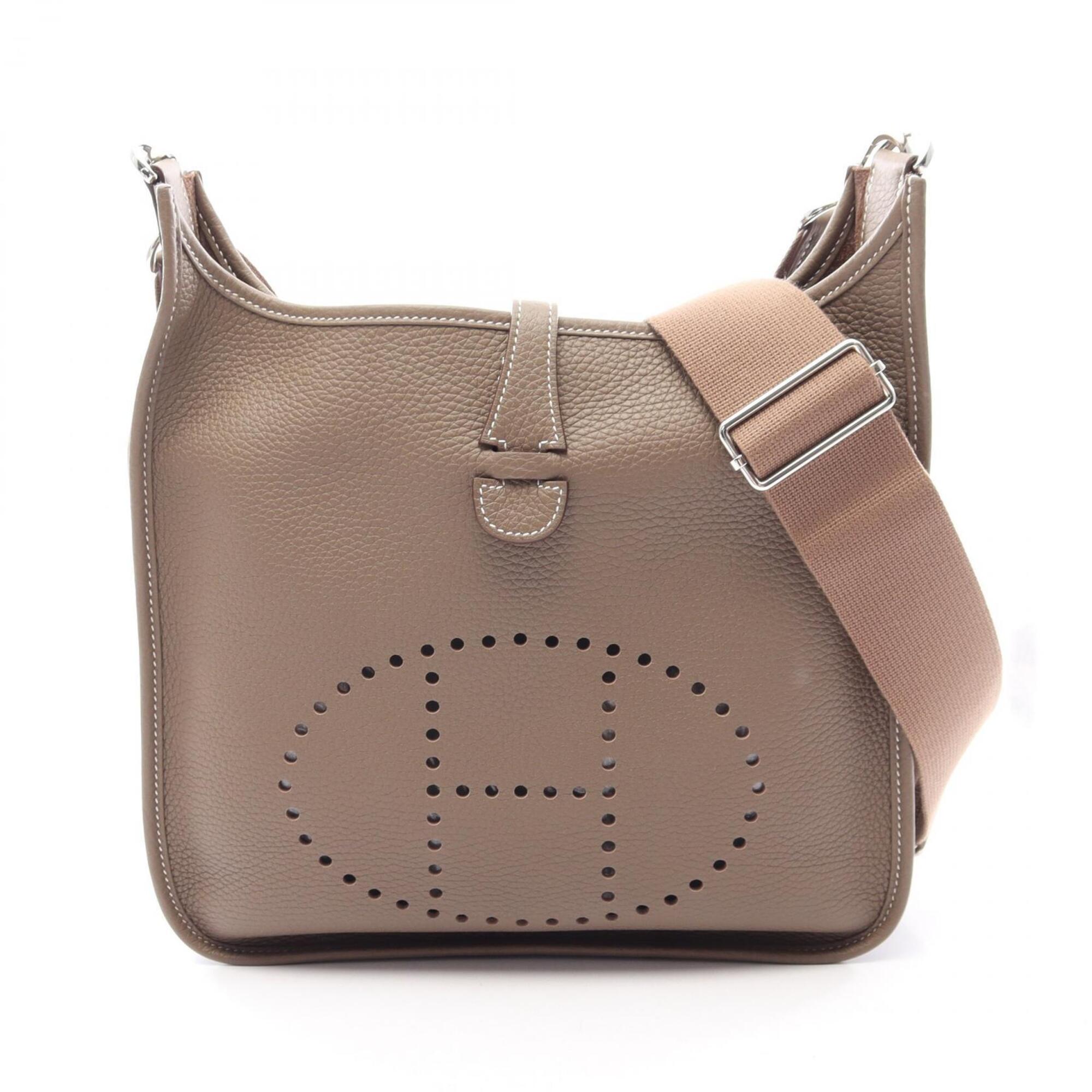 Hermes Etoupe Gray Gray Taurillon Clemence Leather Shoulder Bag (Pre-Owned)