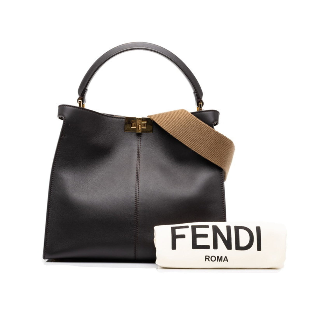 Fendi Dark Brown Leather Handbag Shoulder Bag (Pre-Owned)