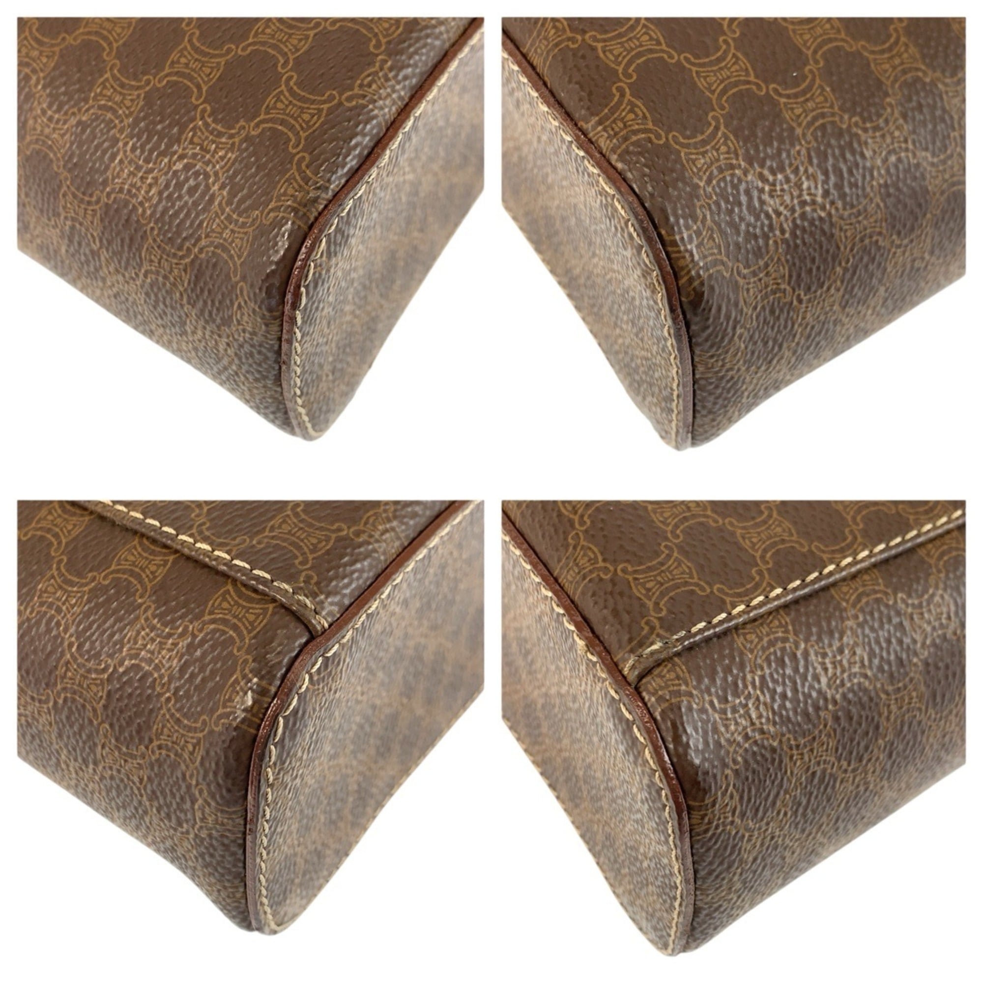 Celine Brown Leather Pvc Handbag Vanity Bag (Pre-Owned)