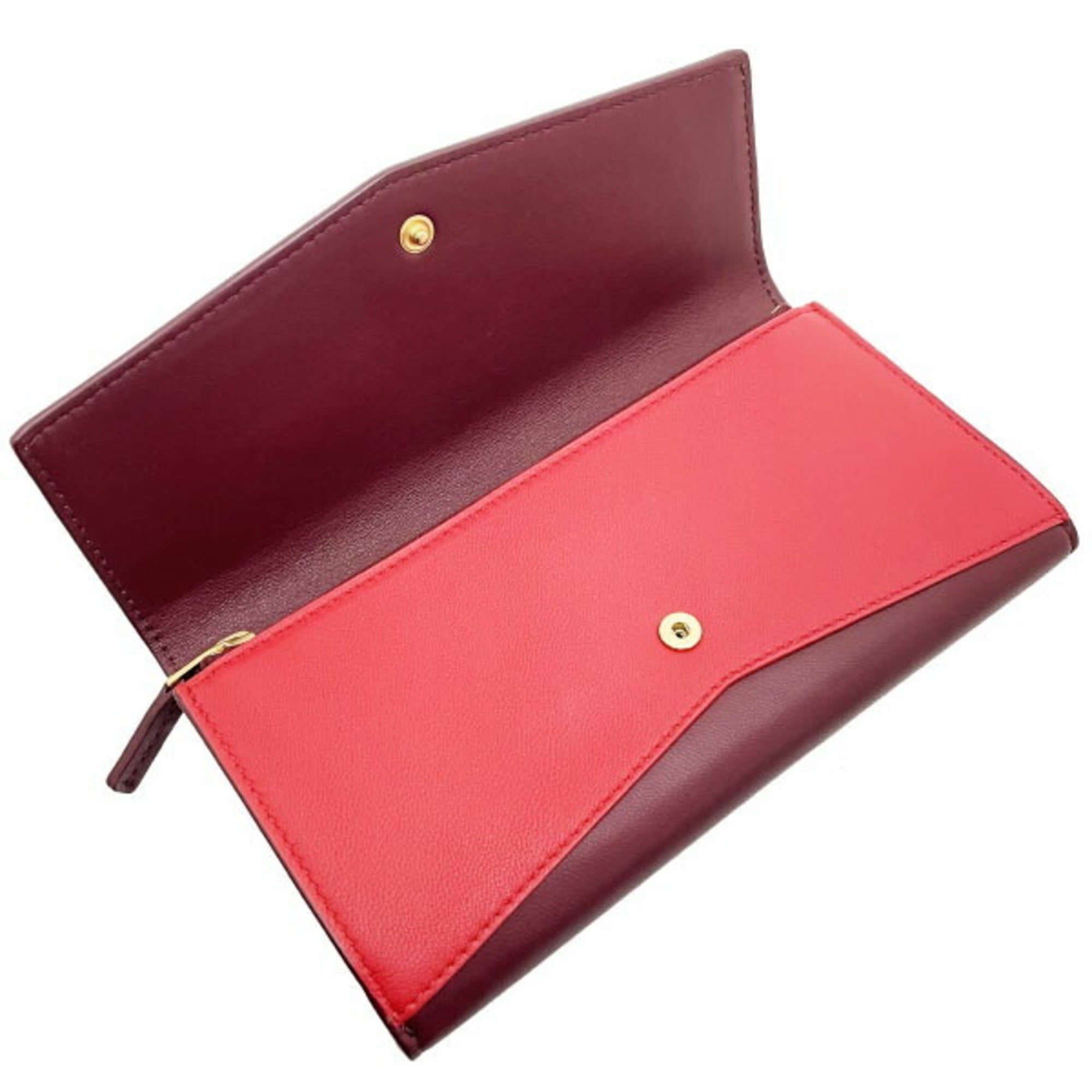 Bottega Veneta Bordeaux Red Color Leather Long Wallet (Bi-Fold) (Pre-Owned)