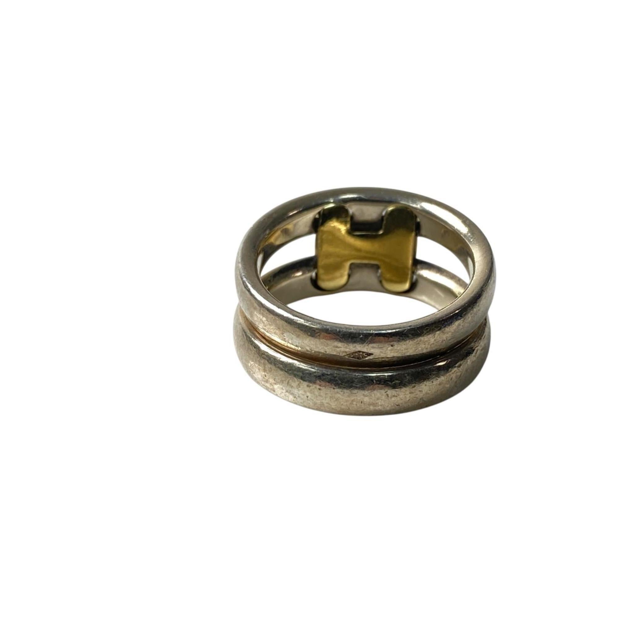 Hermes Gold Silver 925 Band Ring (Pre-Owned)