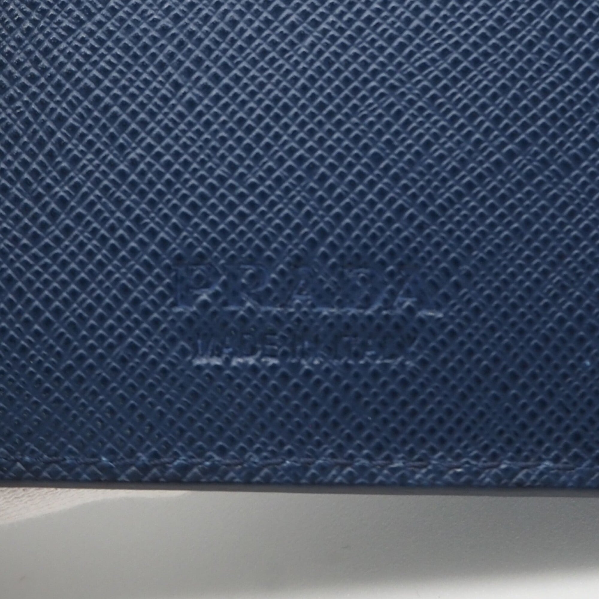 Prada Saffiano Blue Leather Bill Wallet (Bi-Fold) (Pre-Owned)