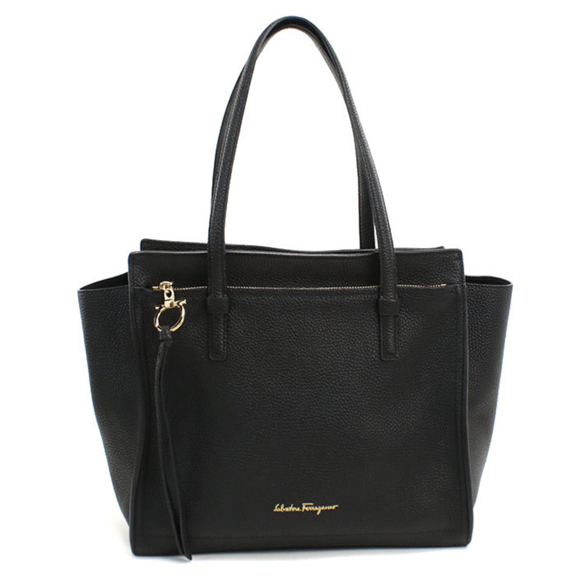 Salvatore Ferragamo Black Leather Tote Bag (Pre-Owned)
