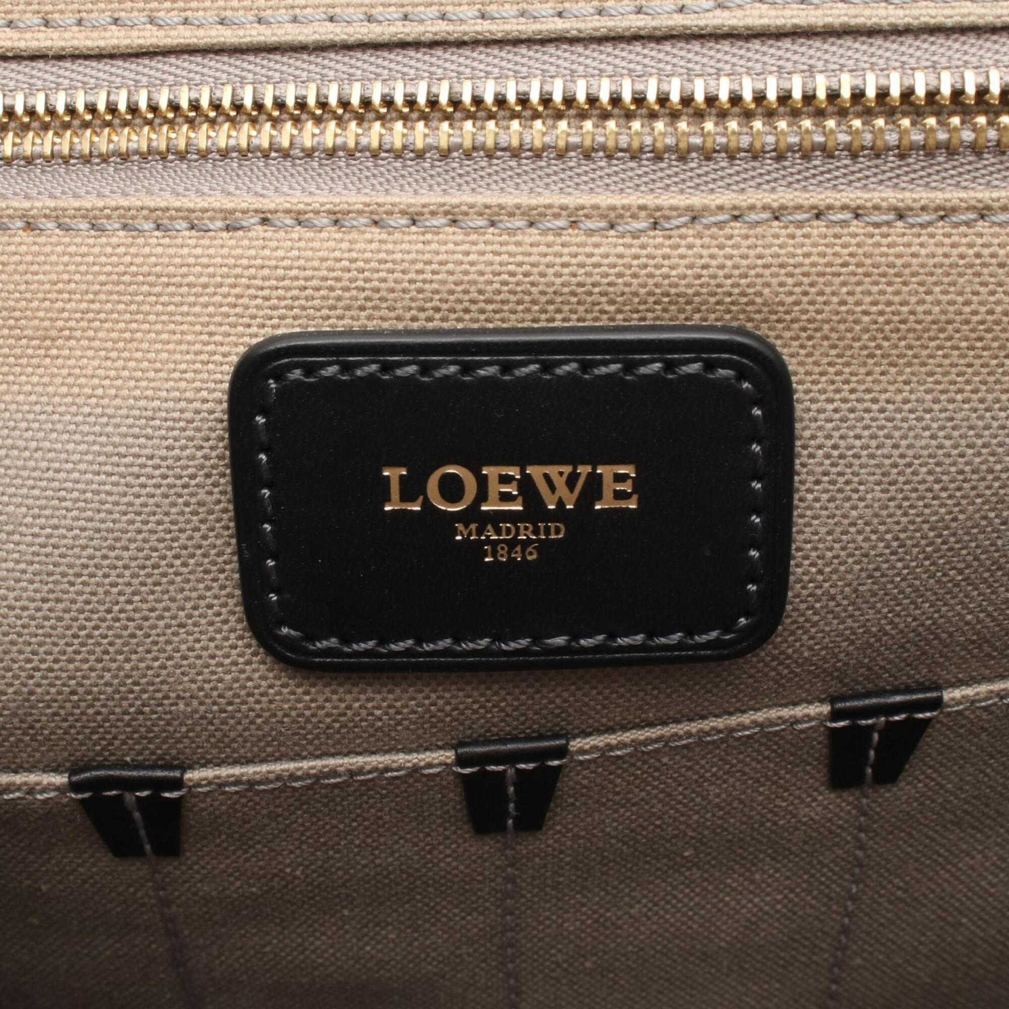 Loewe Black Gray Coated Canvas Leather Handbag Shoulder Bag (Pre-Owned)