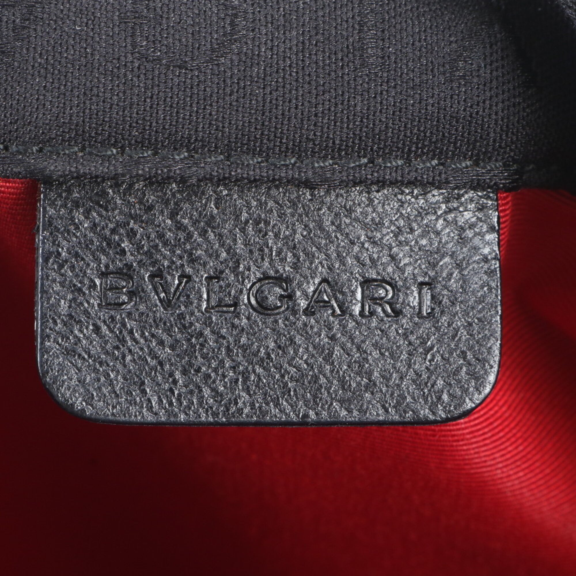 Bvlgari Black Leather Canvas Handbag Pouch Tote Bag (Pre-Owned)