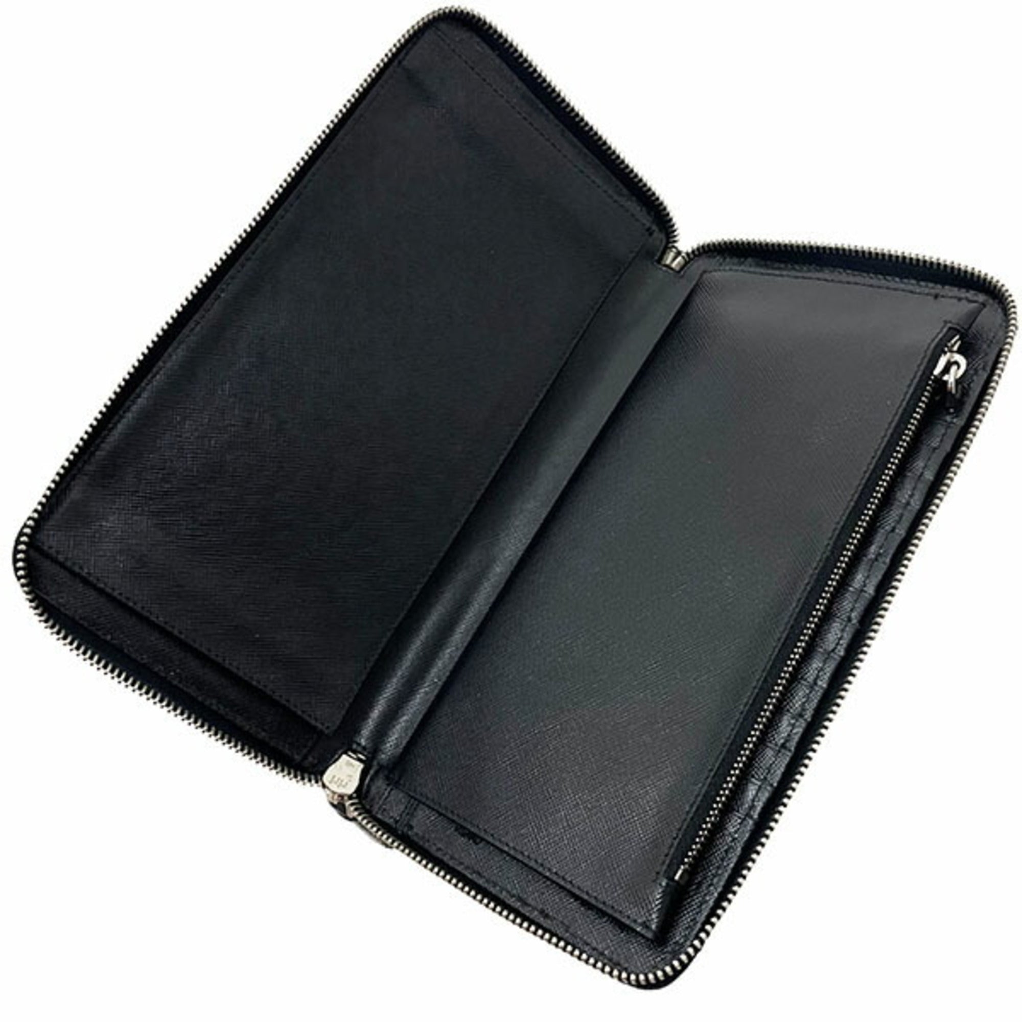 Prada Black Leather Long Wallet (Bi-Fold) (Pre-Owned)