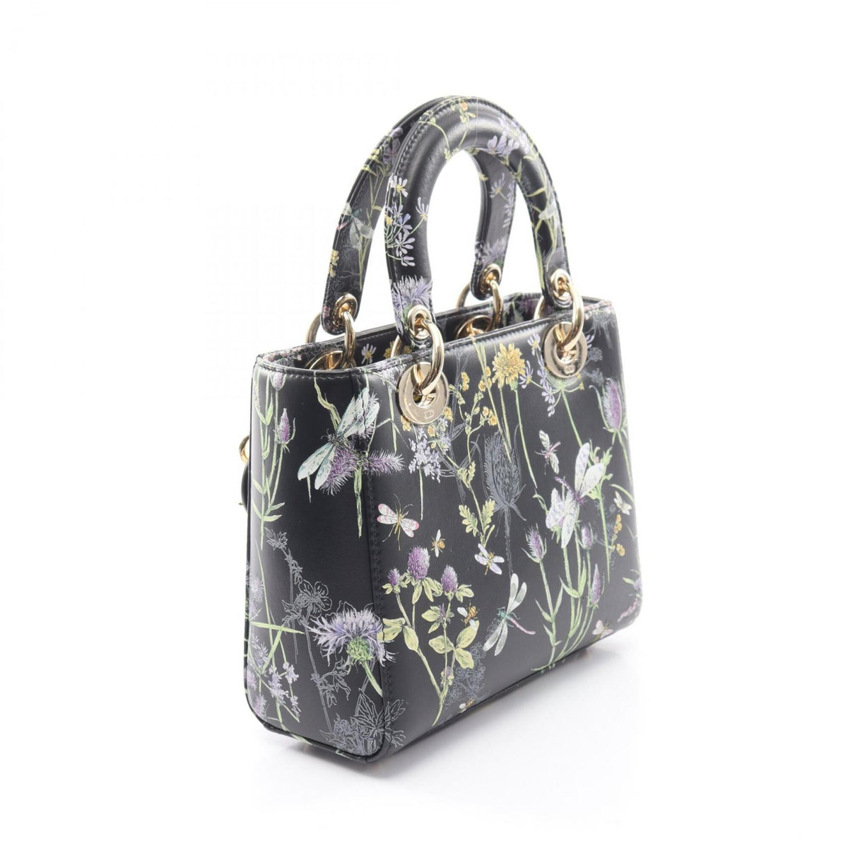 Christian Dior Lady Dior Black Multi-Color Leather Handbag (Pre-Owned)
