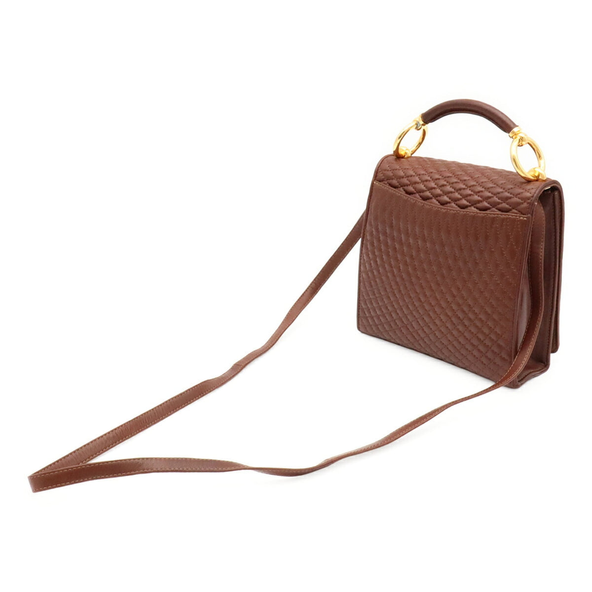 Bally Brown Leather Handbag Pochette Shoulder Bag (Pre-Owned)