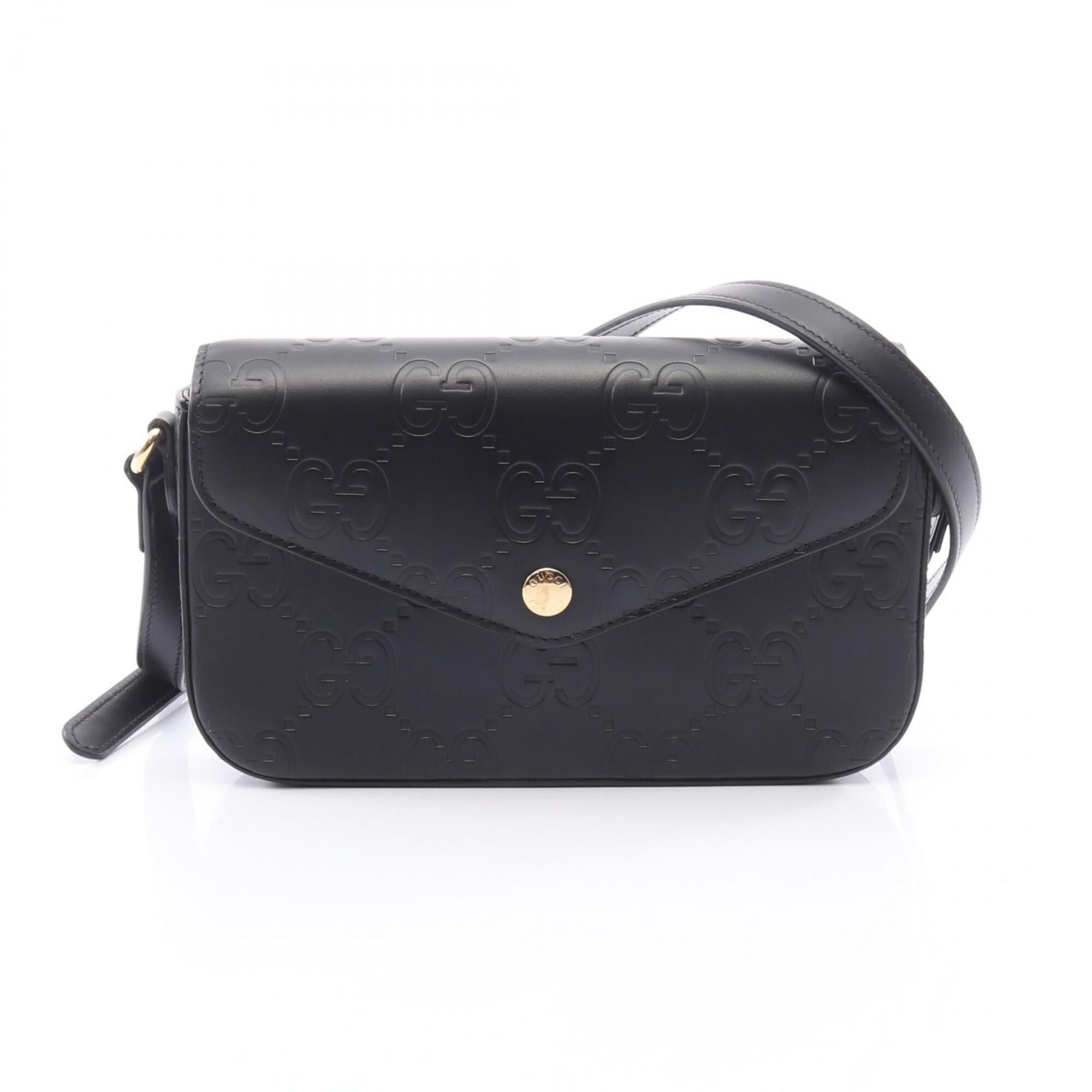 Gucci Black Leather Handbag Shoulder Bag (Pre-Owned)