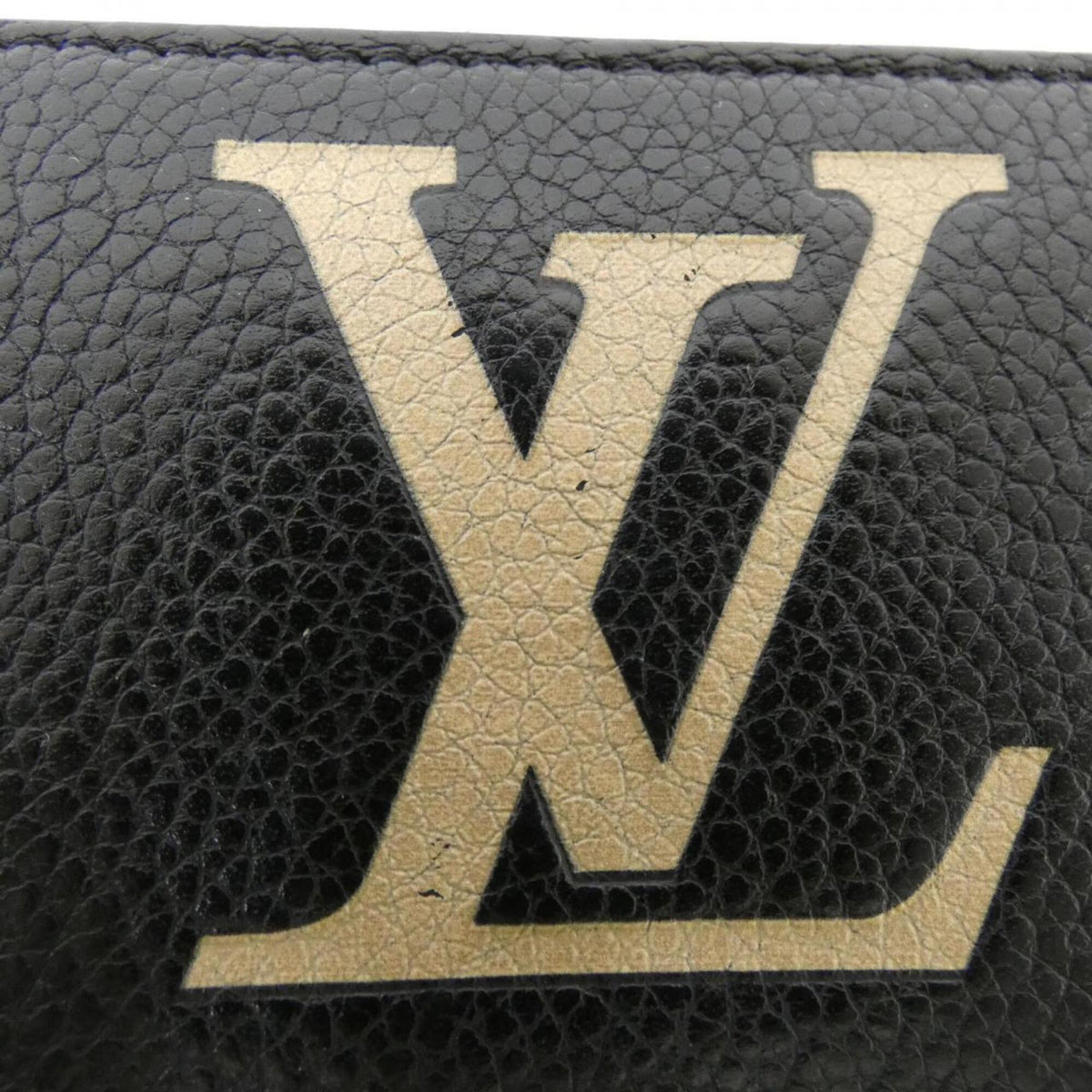 Louis Vuitton Beige Black Leather Long Wallet (Bi-Fold) (Pre-Owned)