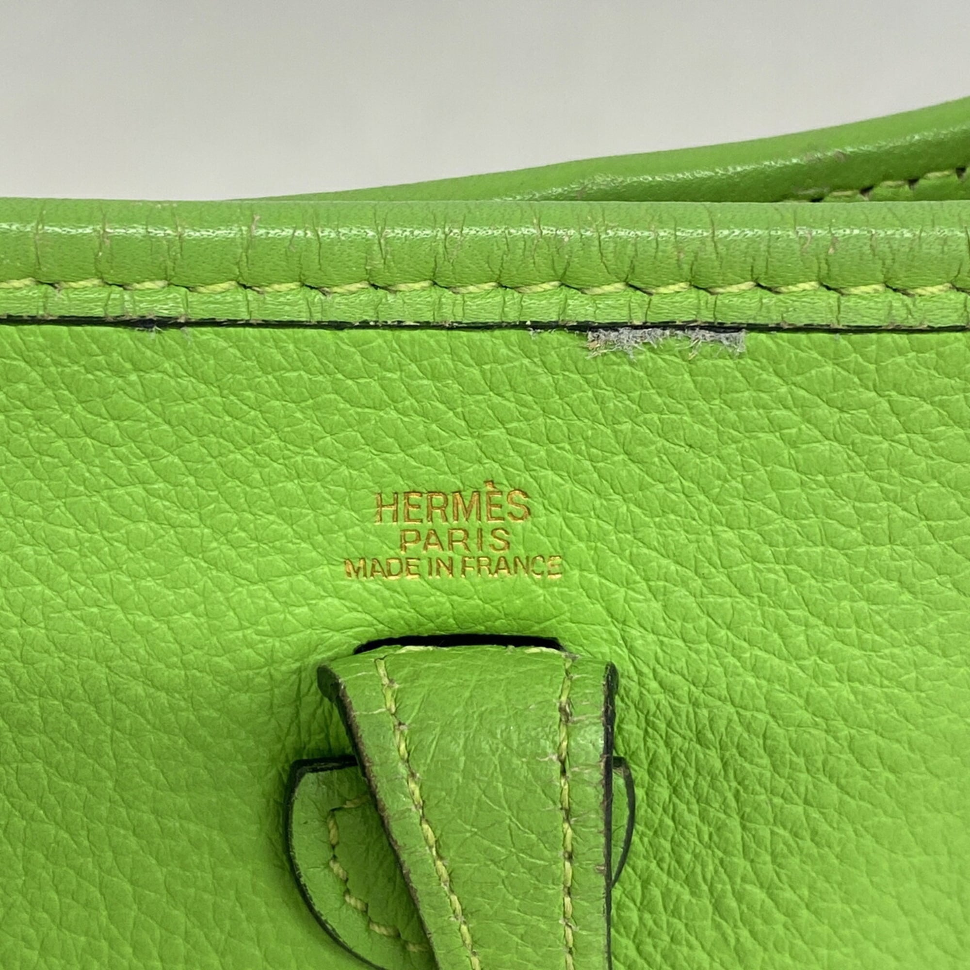 Hermes Apple Green Taurillon Clemence Leather Shoulder Bag (Pre-Owned)