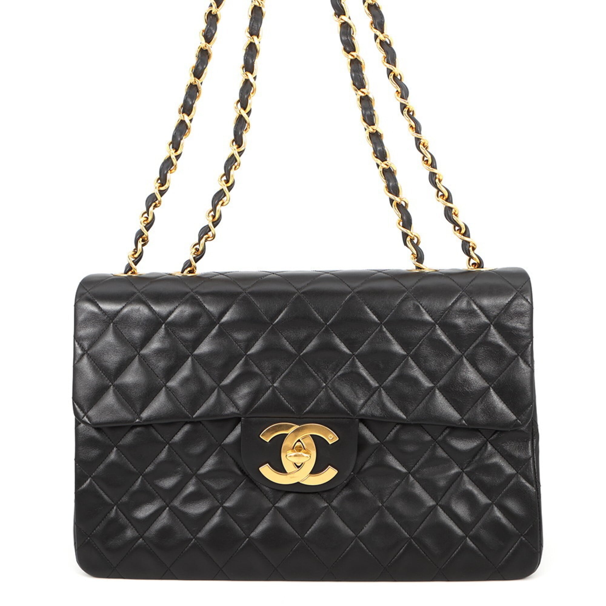 Chanel Black Leather Handbag Shoulder Bag (Pre-Owned)