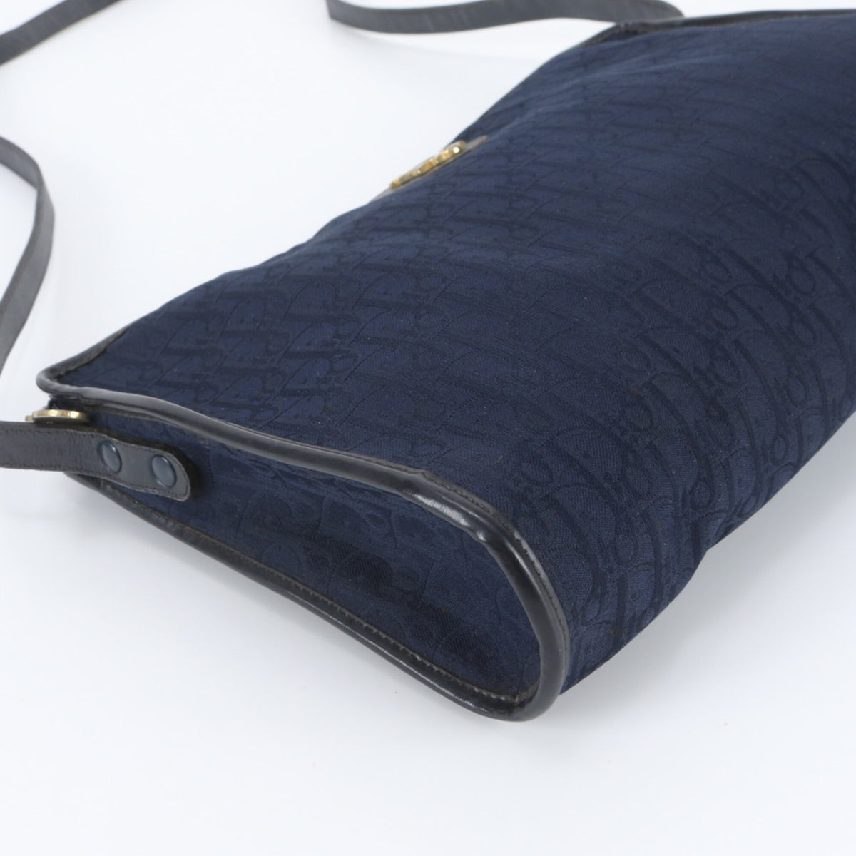 Christian Dior Navy Leather Canvas Shoulder Bag (Pre-Owned)