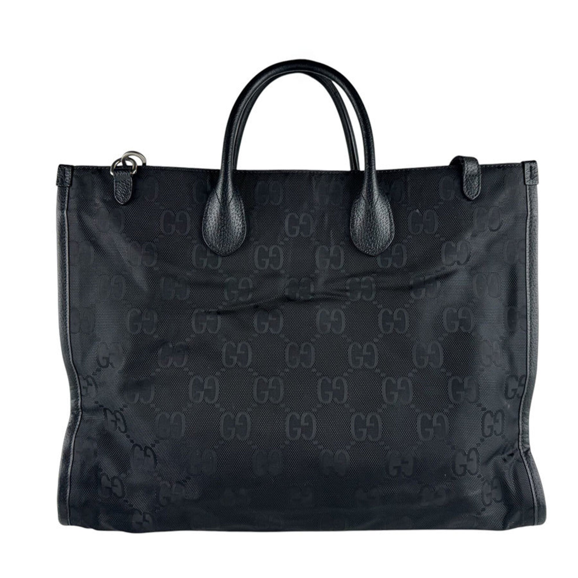 Gucci Black Nylon Leather Handbag Shoulder Bag (Pre-Owned)