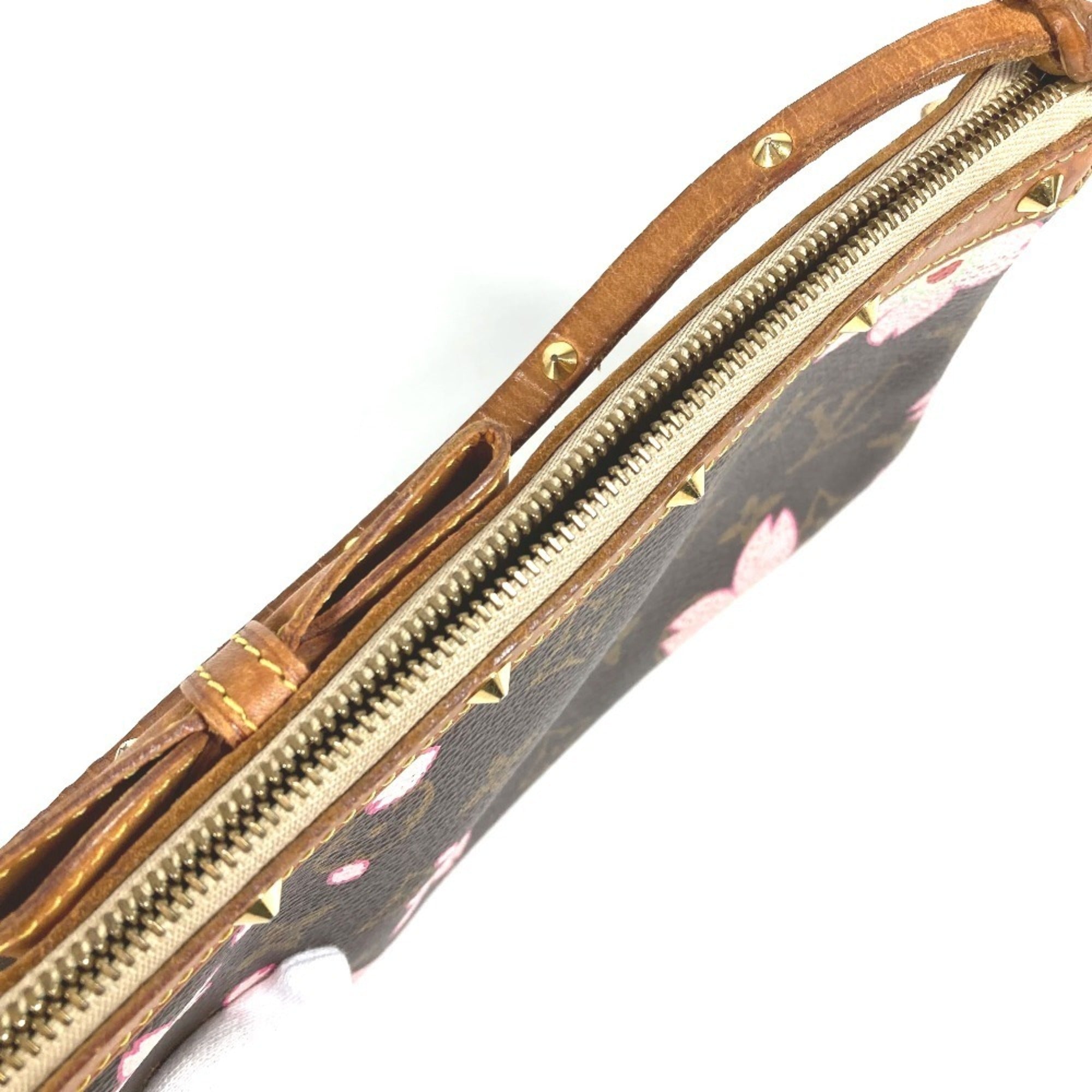 Louis Vuitton Brown Pink Monogram Cherry Blossom Handbag Pouch Shoulder Bag (Pre-Owned)