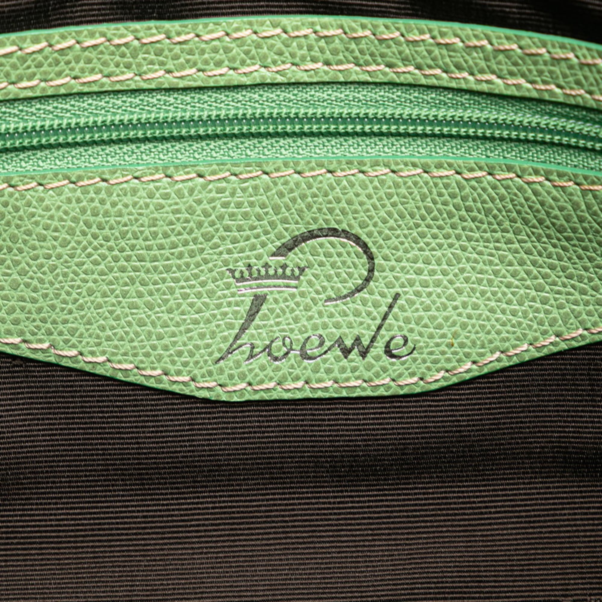 Loewe Green Canvas Leather Handbag Tote Bag (Pre-Owned)