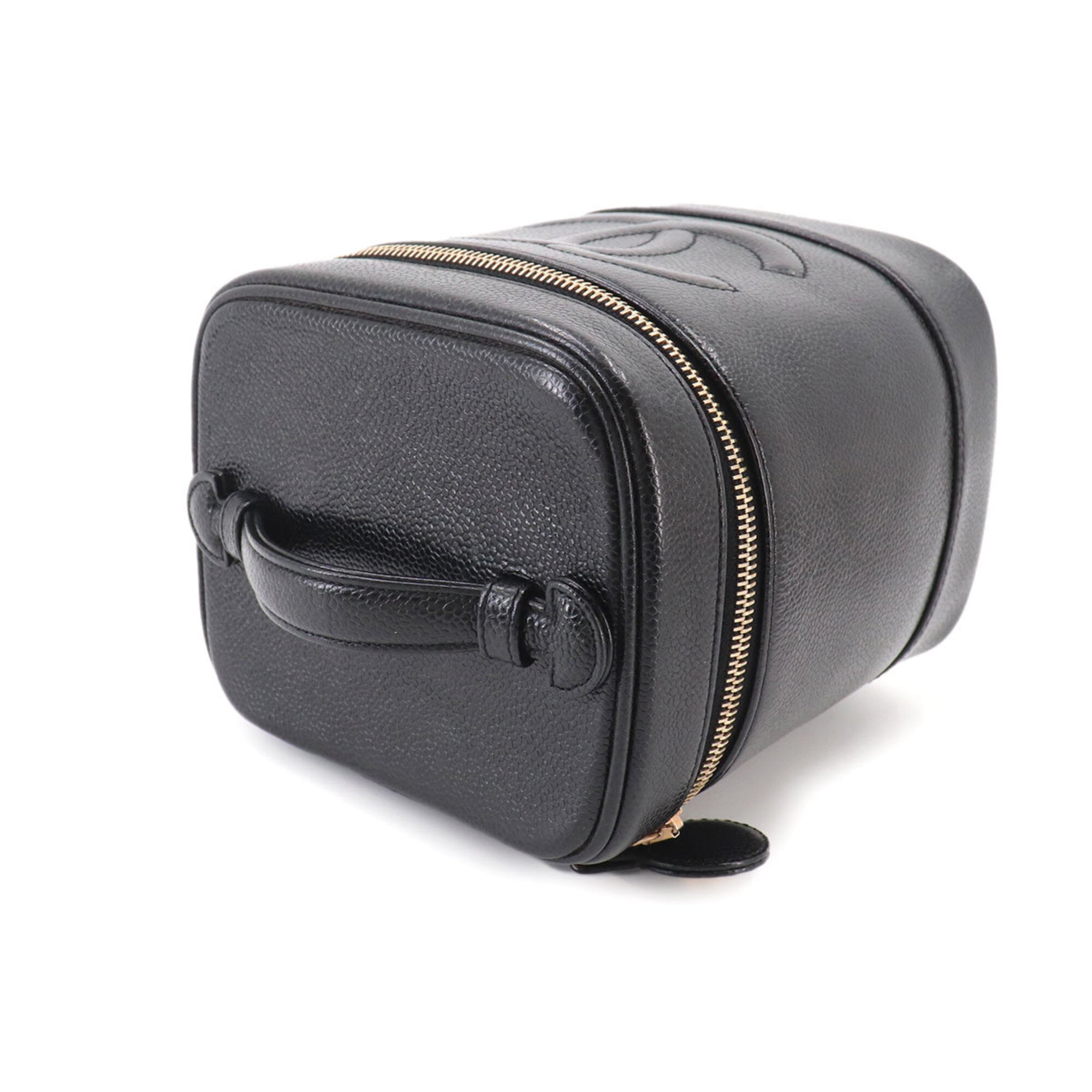 Chanel Black Grained Calfskin Handbag Vanity Bag (Pre-Owned)