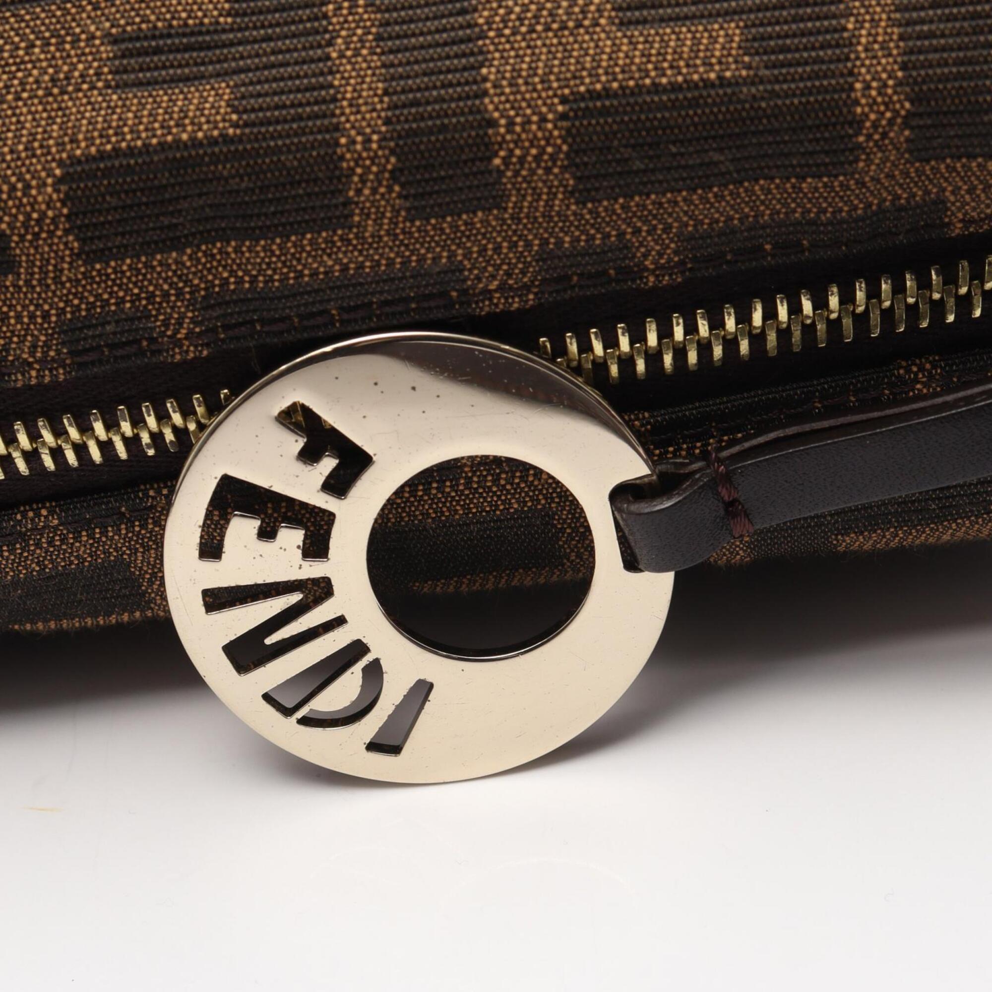 Fendi Brown Canvas Leather Handbag Shoulder Bag (Pre-Owned)
