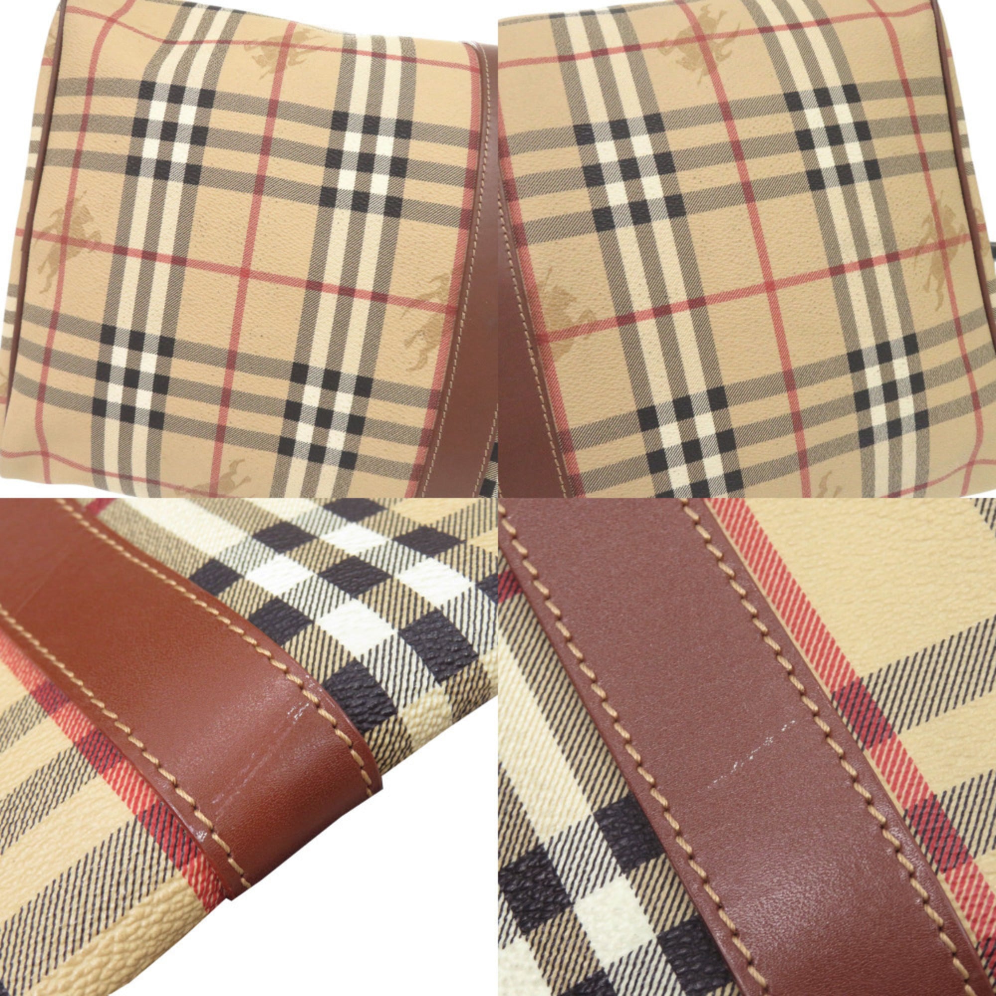 Burberry Beige Pvc Leather Boston Bag (Pre-Owned)