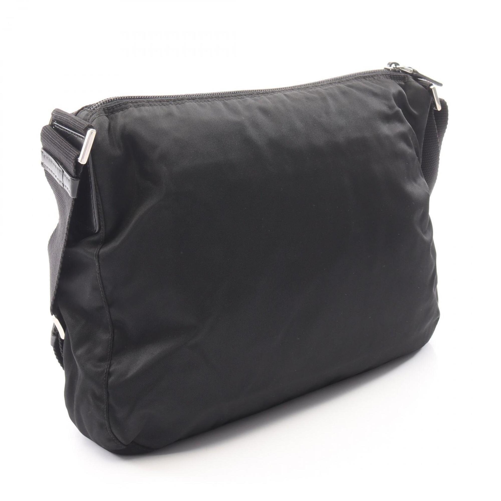 Prada Black Nylon Leather Handbag Shoulder Bag (Pre-Owned)