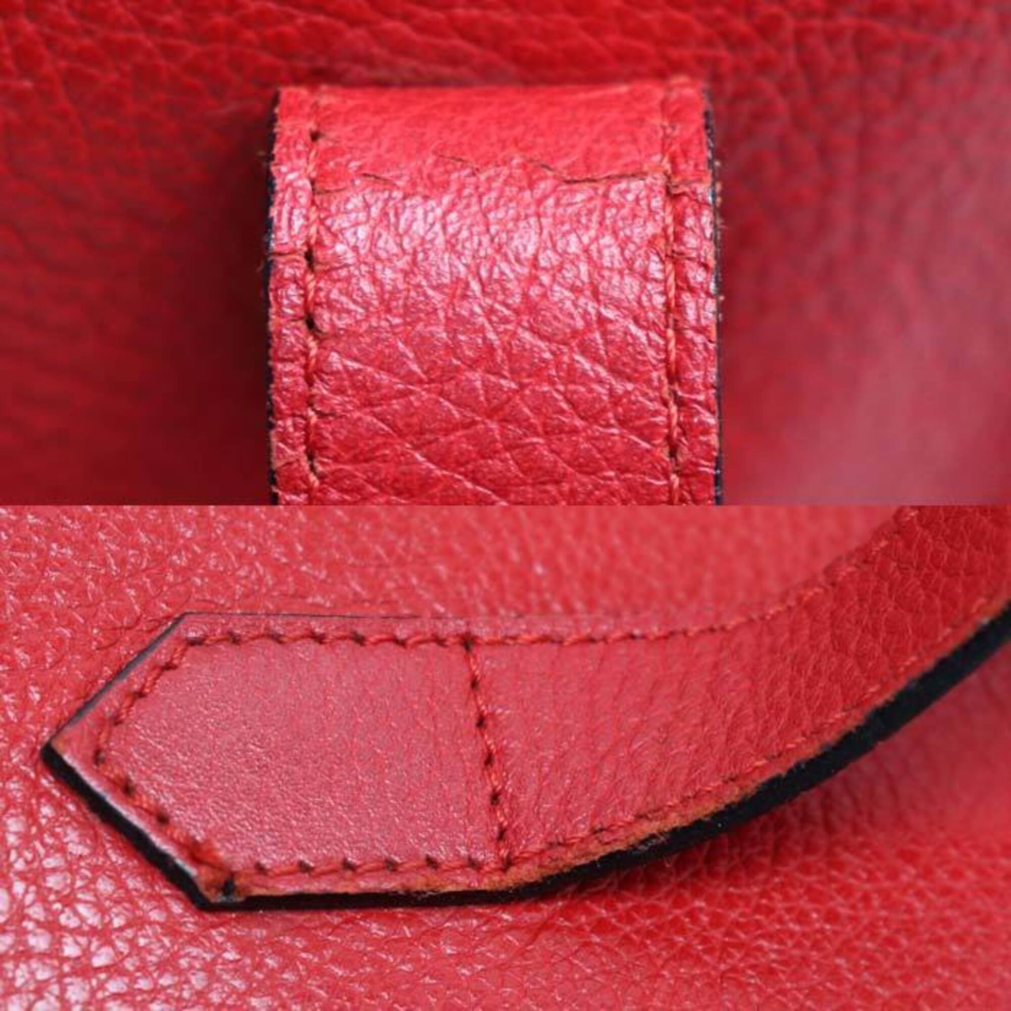 Saint Laurent Red Color Leather Tote Bag (Pre-Owned)