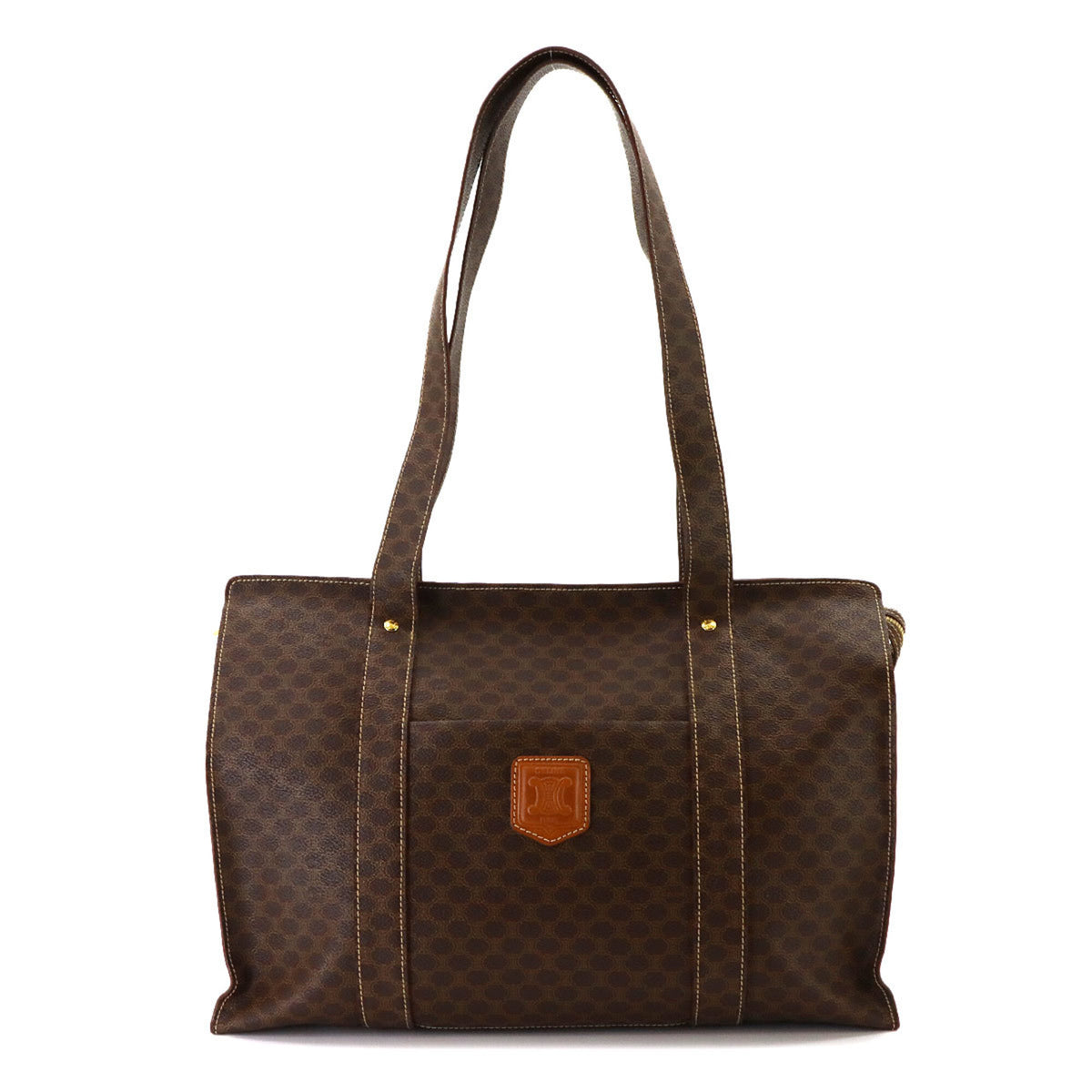 Celine Macadam Brown Pvc Leather Handbag Tote Bag (Pre-Owned)