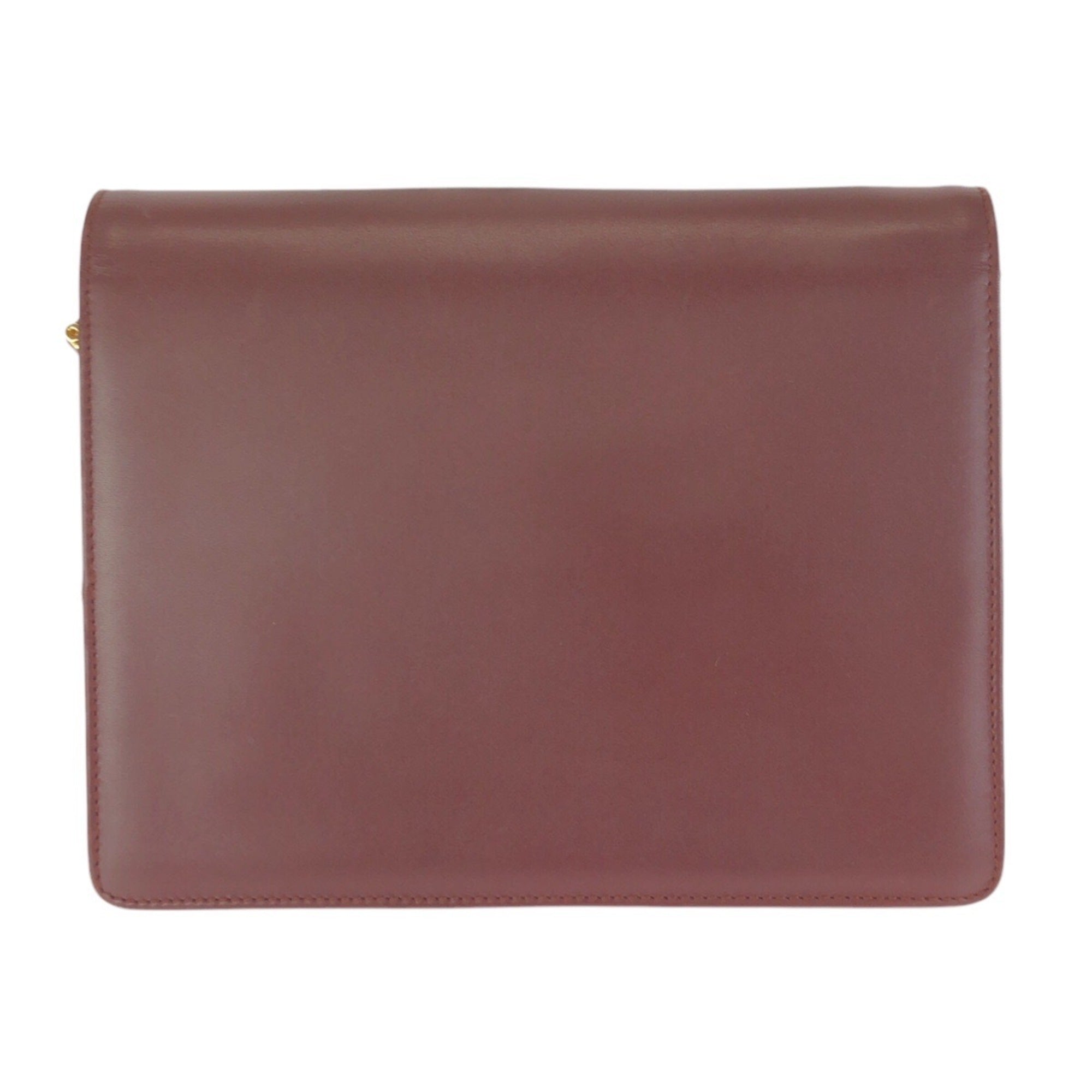 Cartier Bordeaux Wine Red Leather Shoulder Bag (Pre-Owned)