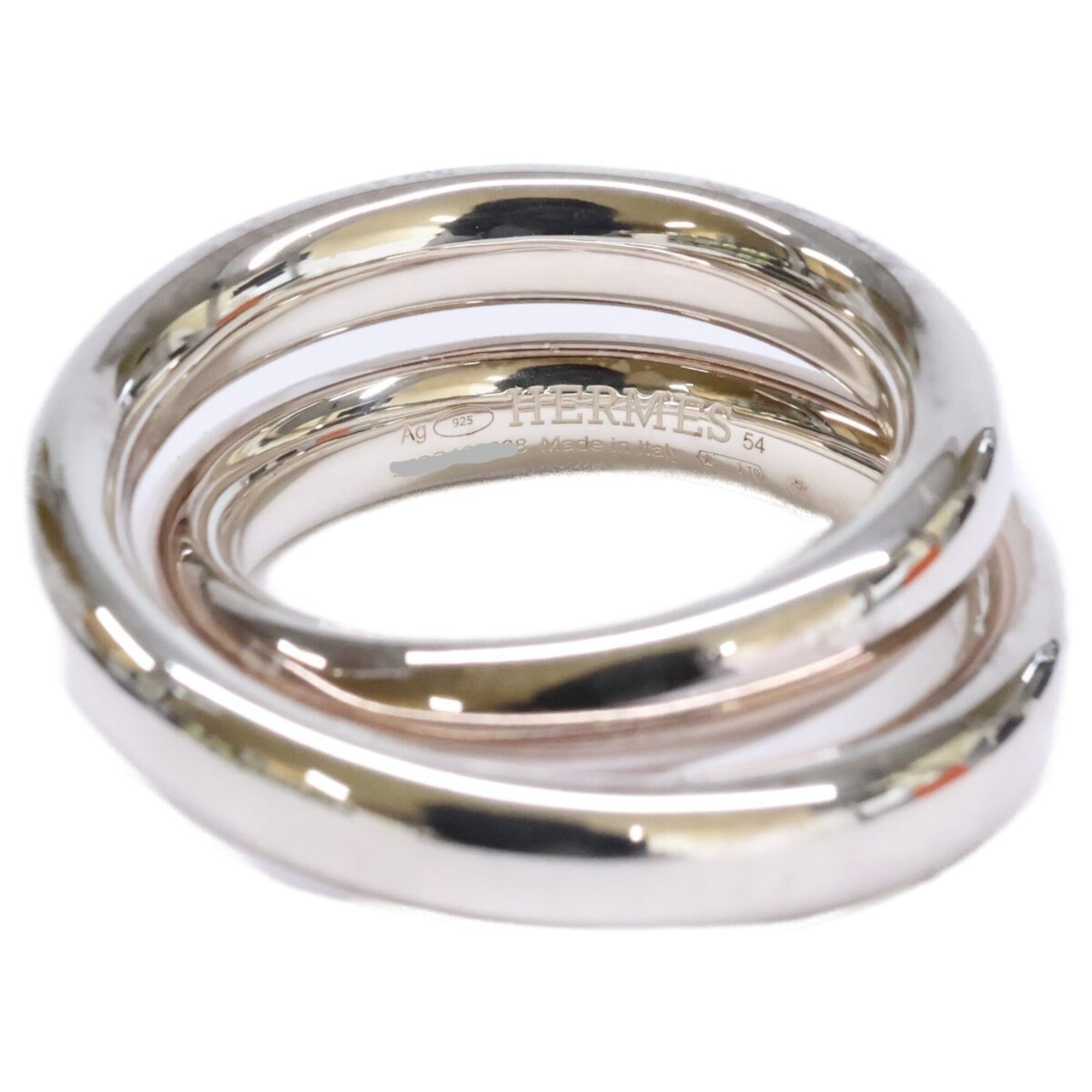 Hermes Silver Silver 925 Band Ring (Pre-Owned)