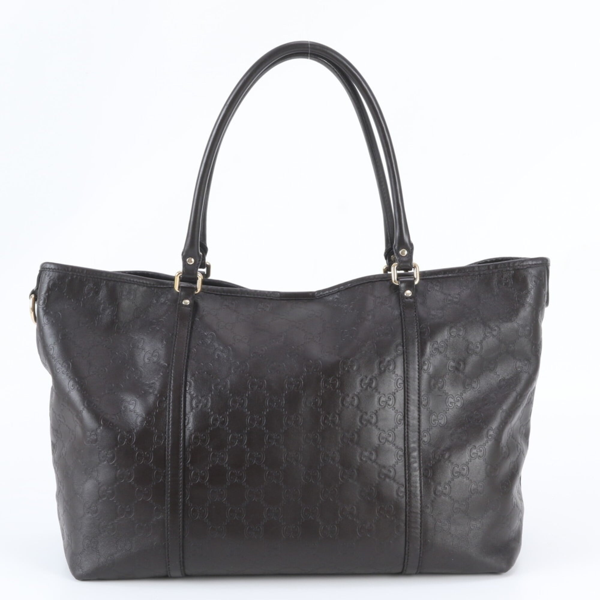 Gucci Black Brown Leather Handbag Shoulder Bag Tote Bag (Pre-Owned)