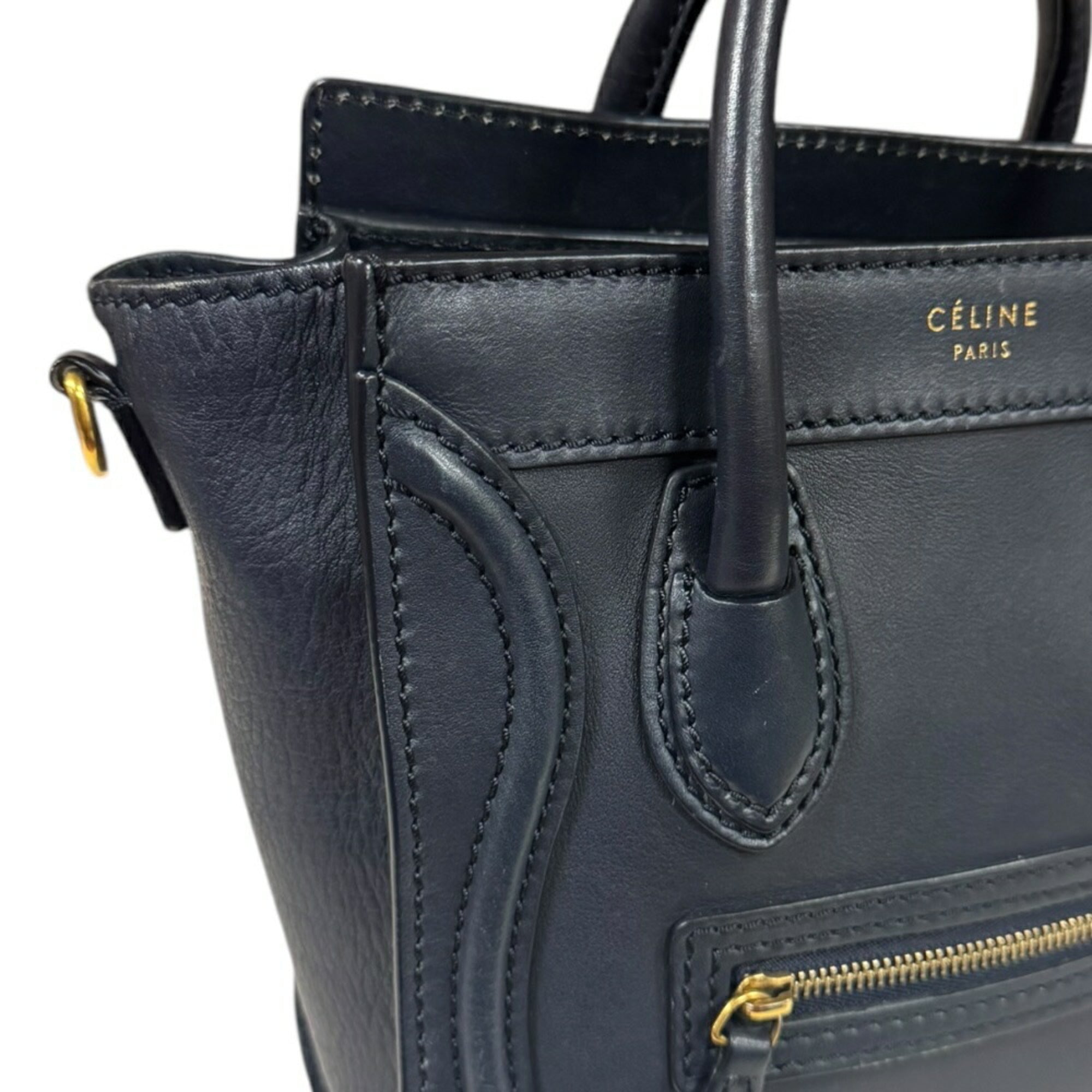 Celine Navy Leather Shoulder Bag (Pre-Owned)