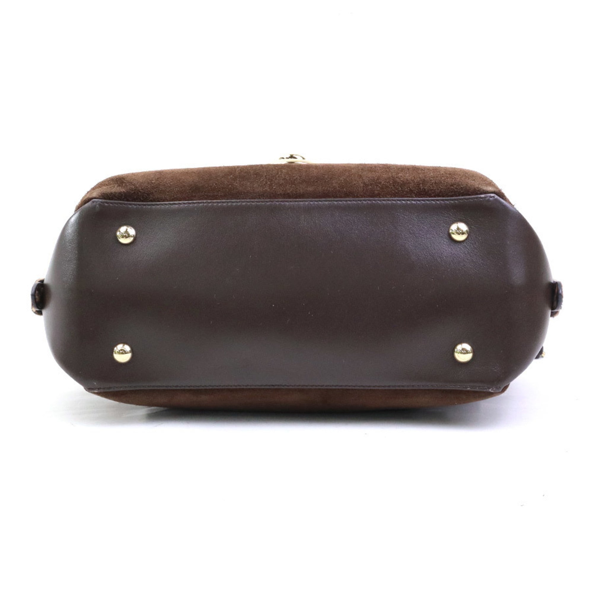 Salvatore Ferragamo Brown Suede Leather Handbag Shoulder Bag (Pre-Owned)