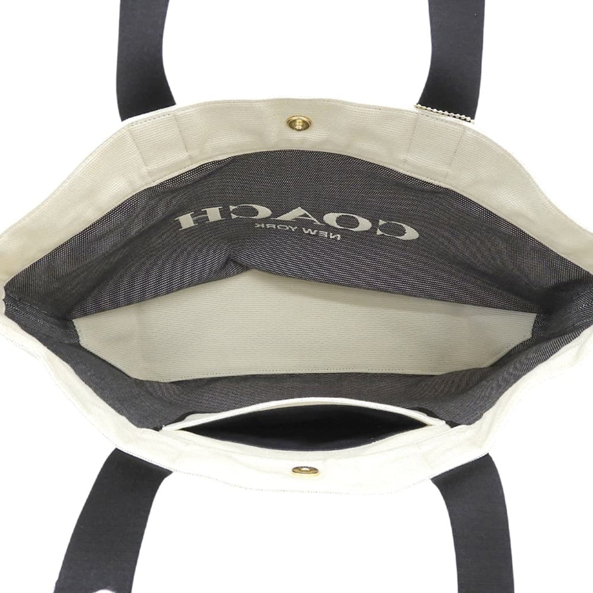 Coach Black White Canvas Tote Bag (Pre-Owned)
