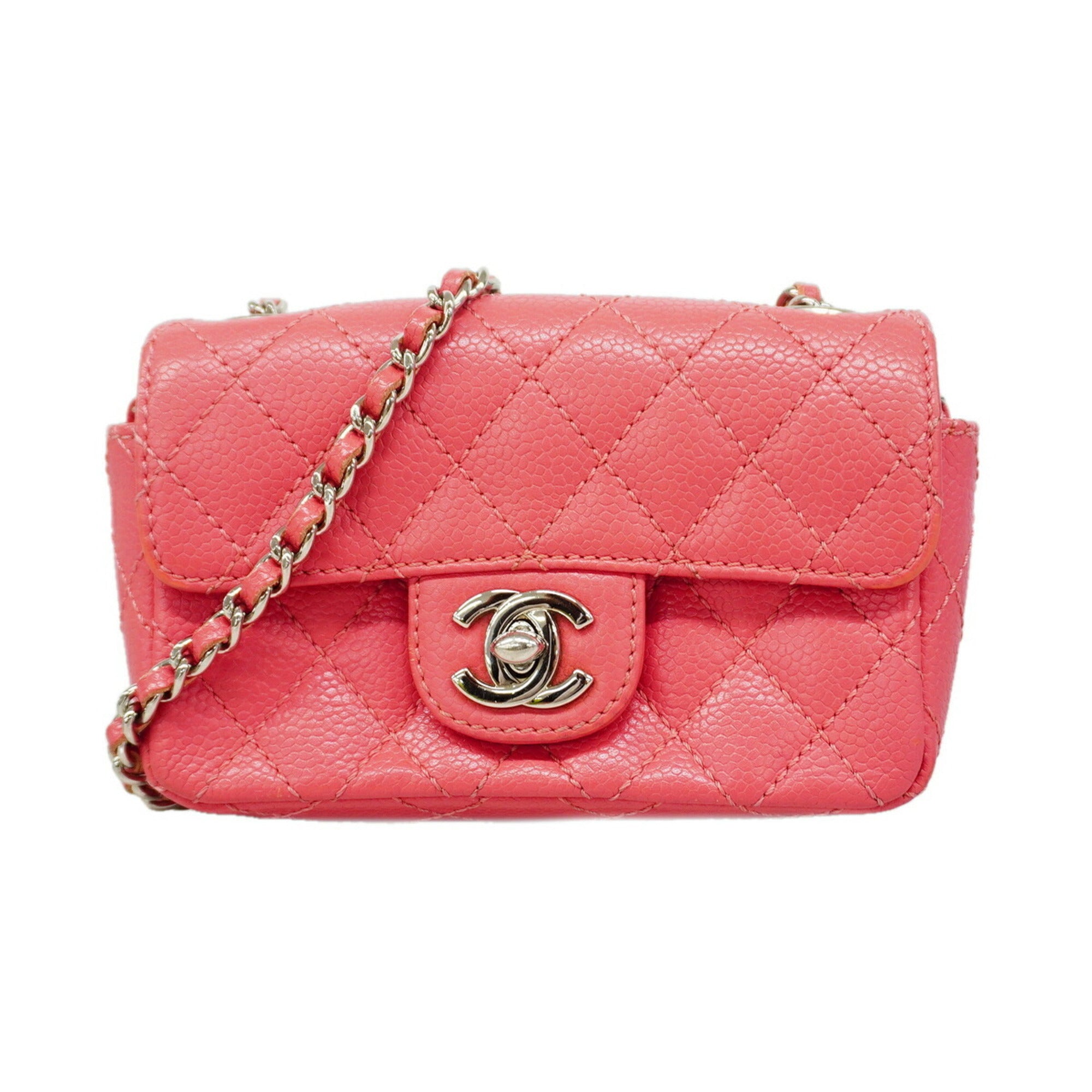 Chanel Pink Grained Calfskin Shoulder Bag (Pre-Owned)