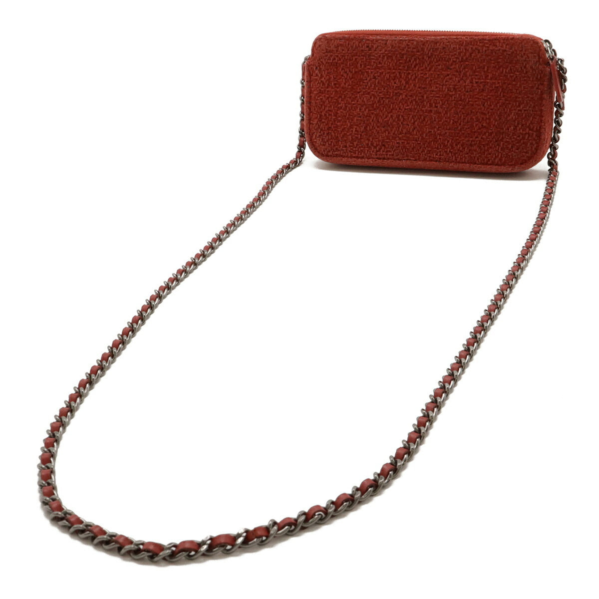 Chanel Pink Red Leather Pochette Shoulder Bag (Pre-Owned)