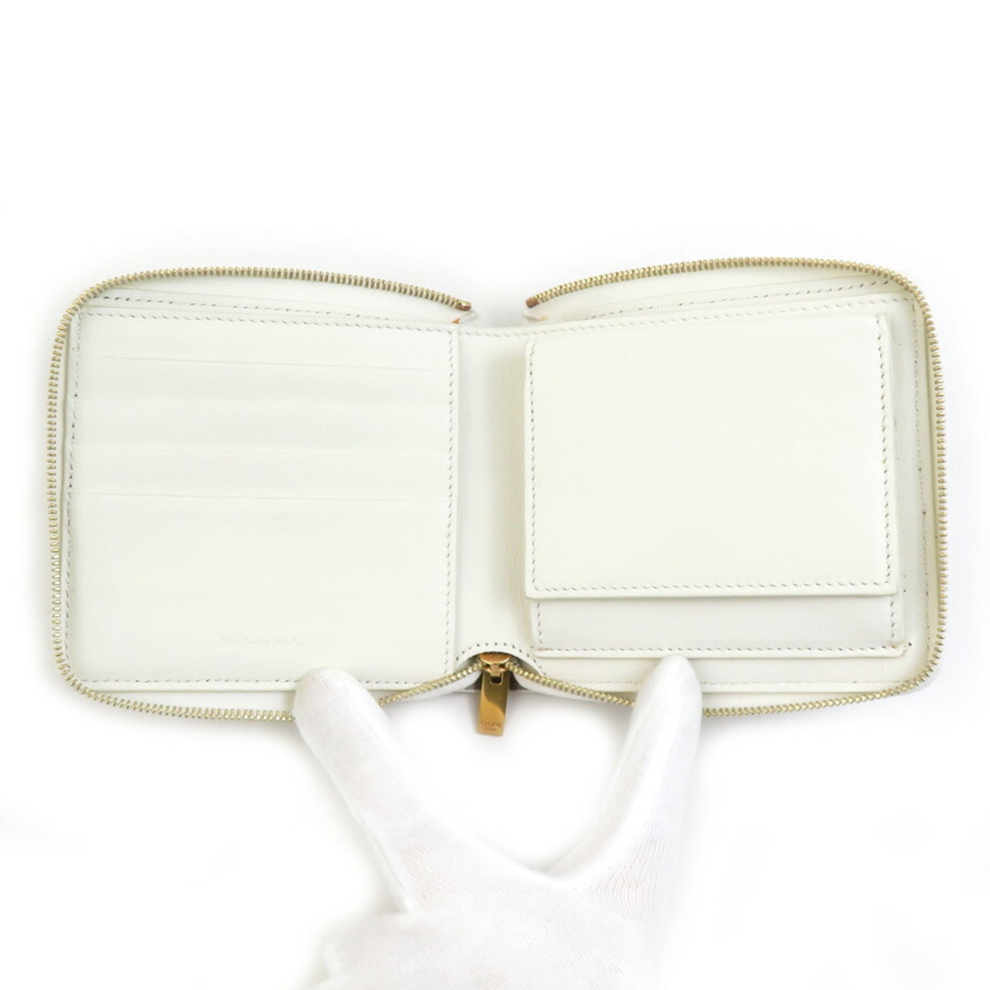 Celine Gray Ivory Leather Wallet (Bi-Fold) (Pre-Owned)