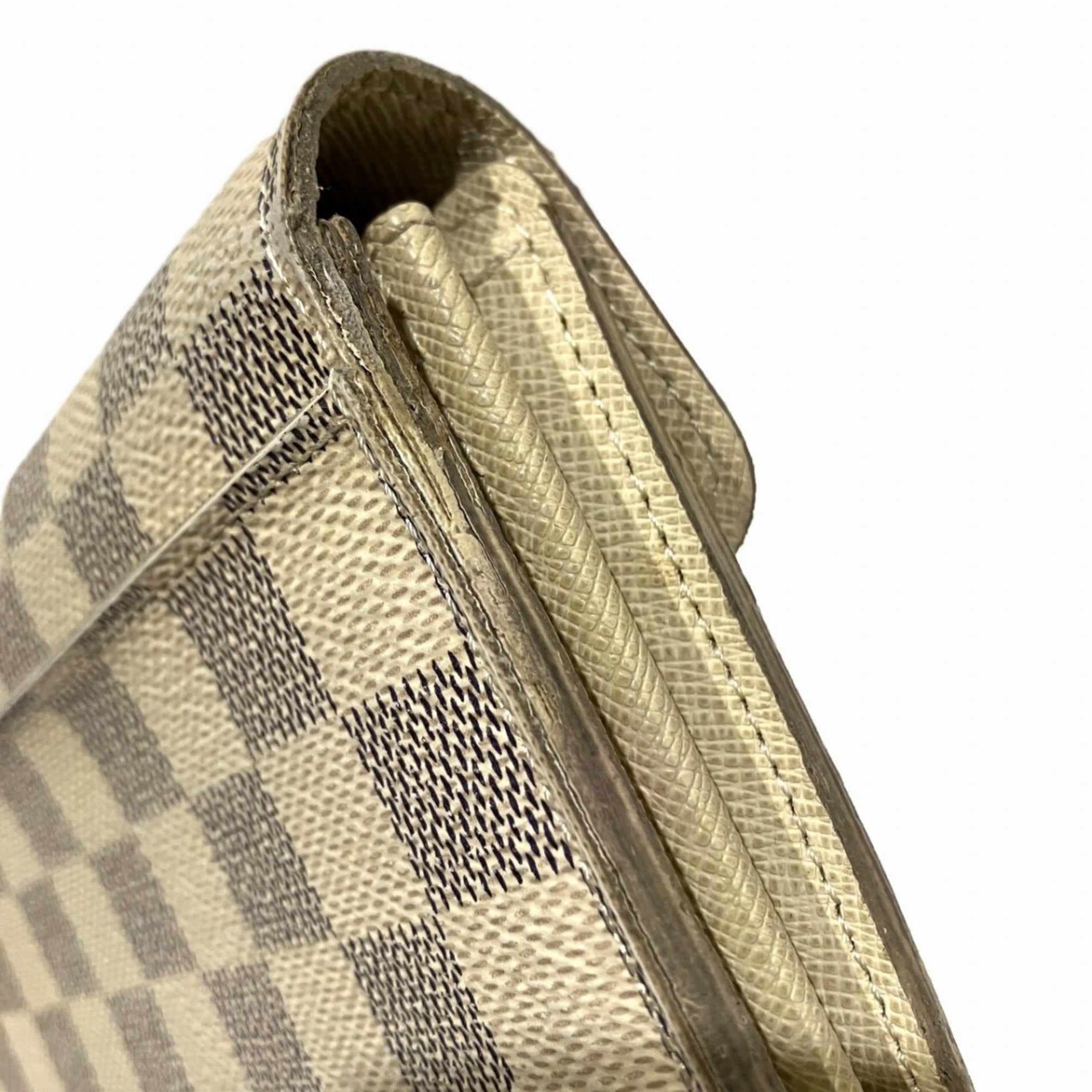 Louis Vuitton Damier Azur White Leather Long Wallet (Bi-Fold) (Pre-Owned)