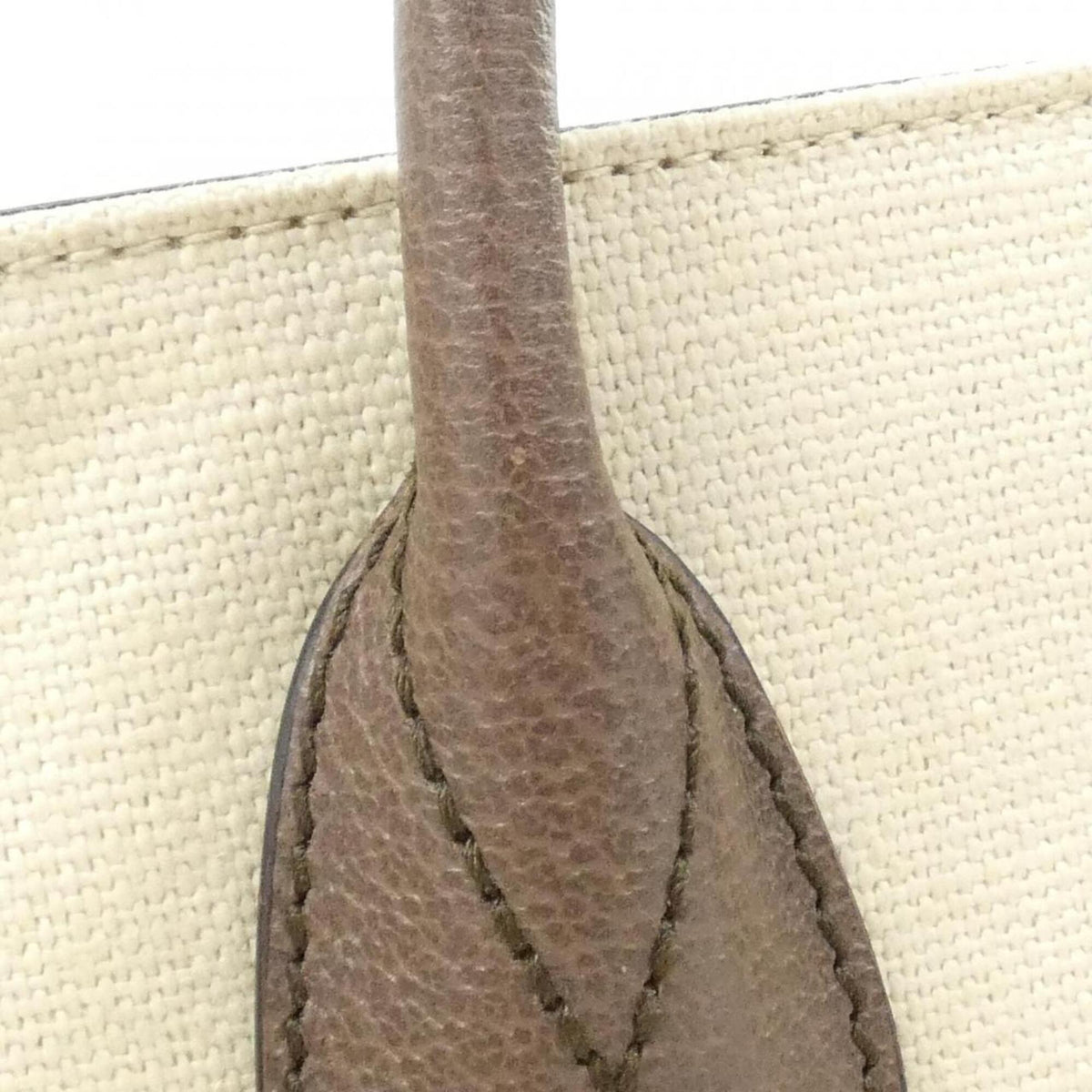 Gucci Beige Brown Linen Canvas Handbag (Pre-Owned)