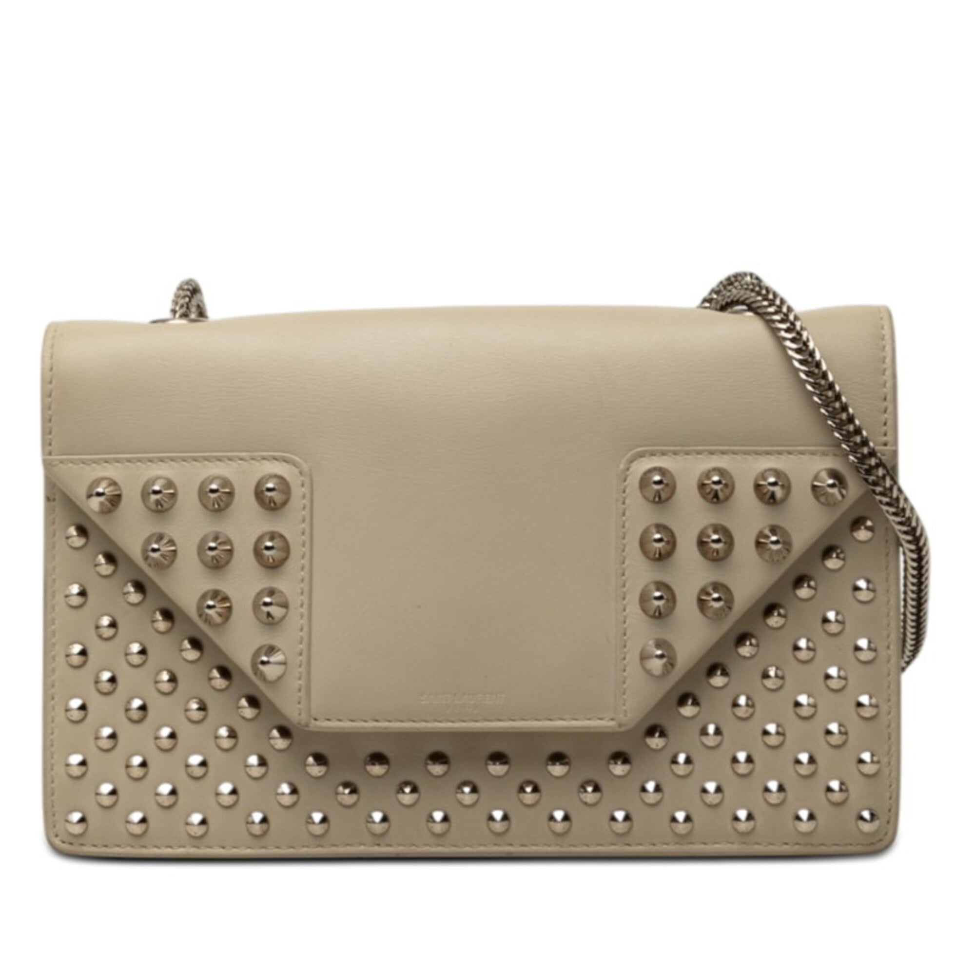 Saint Laurent Beige Gray Beige Leather Shoulder Bag (Pre-Owned)
