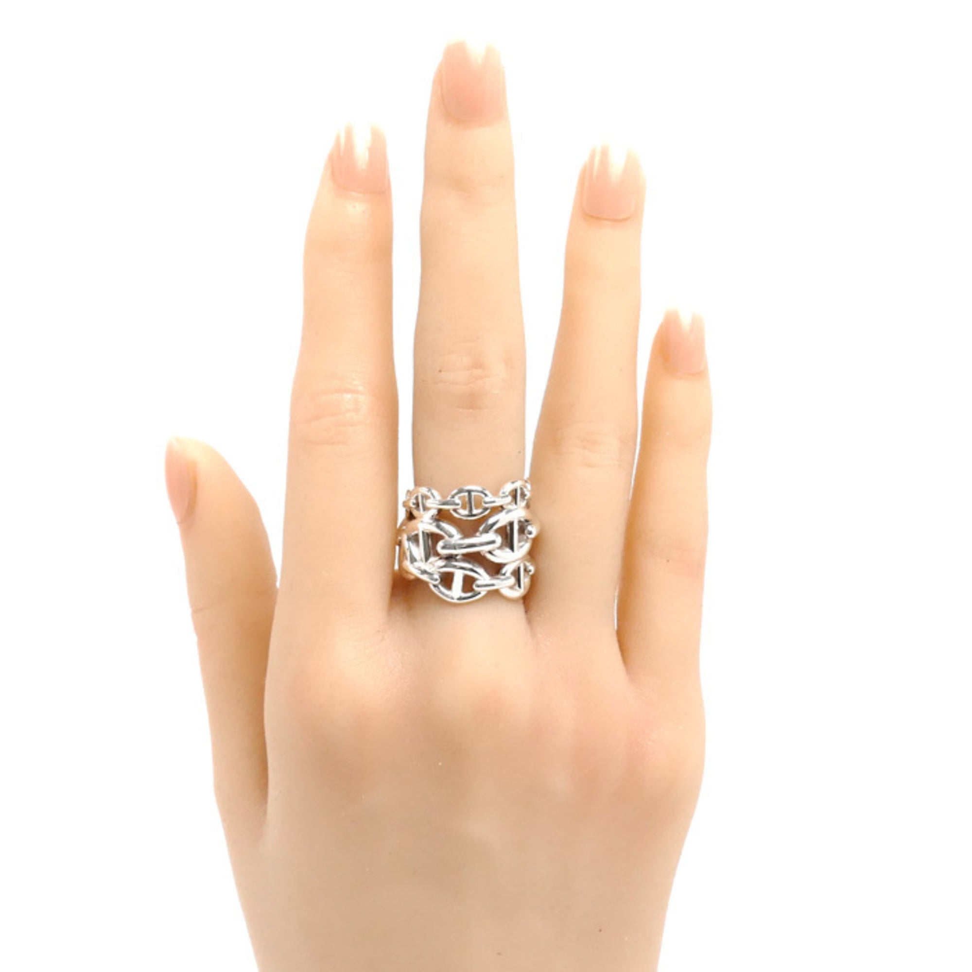 Hermes Silver 925 Band Ring (Pre-Owned)