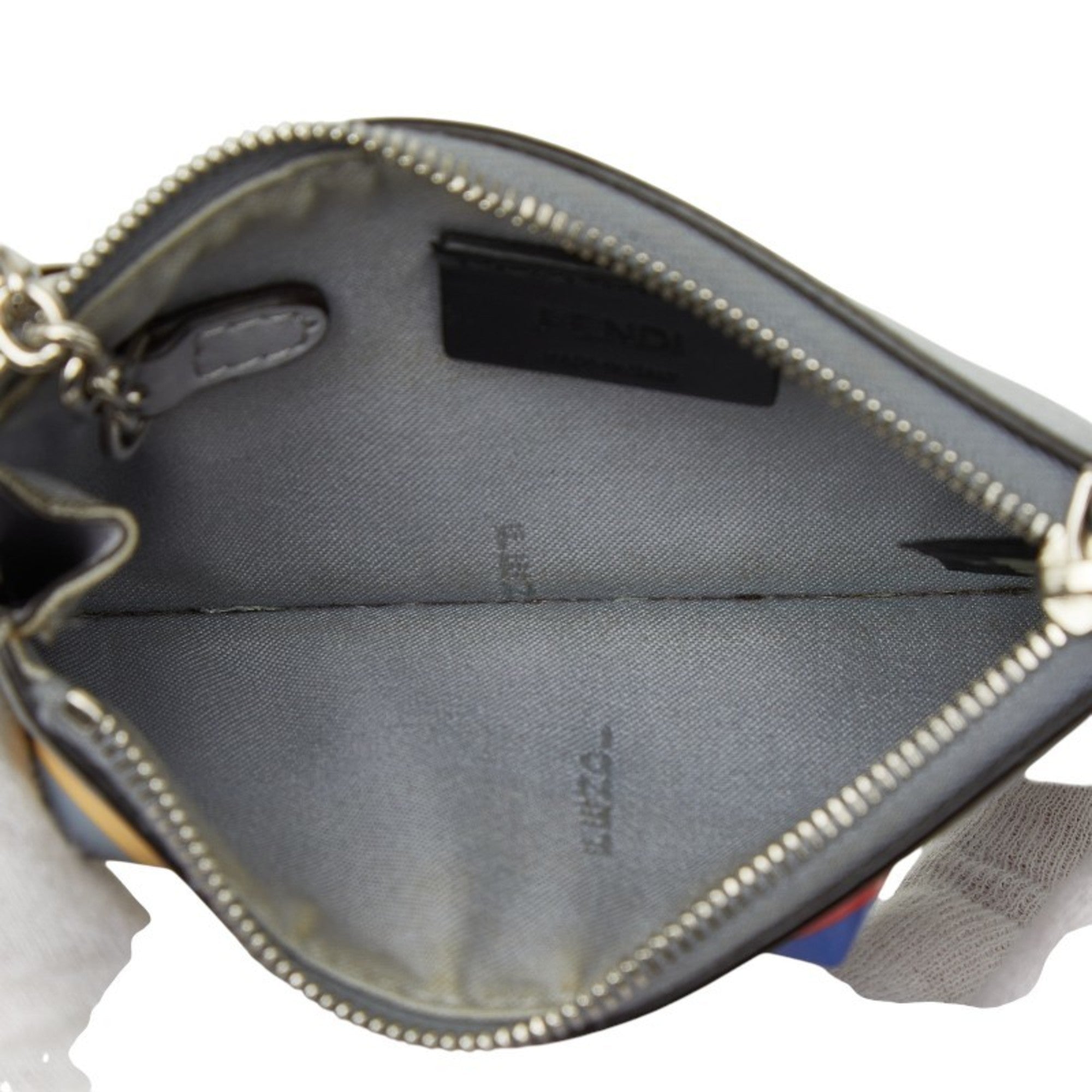 Fendi Gray Multi-Color Leather Coin Purse/Coin Case (Pre-Owned)