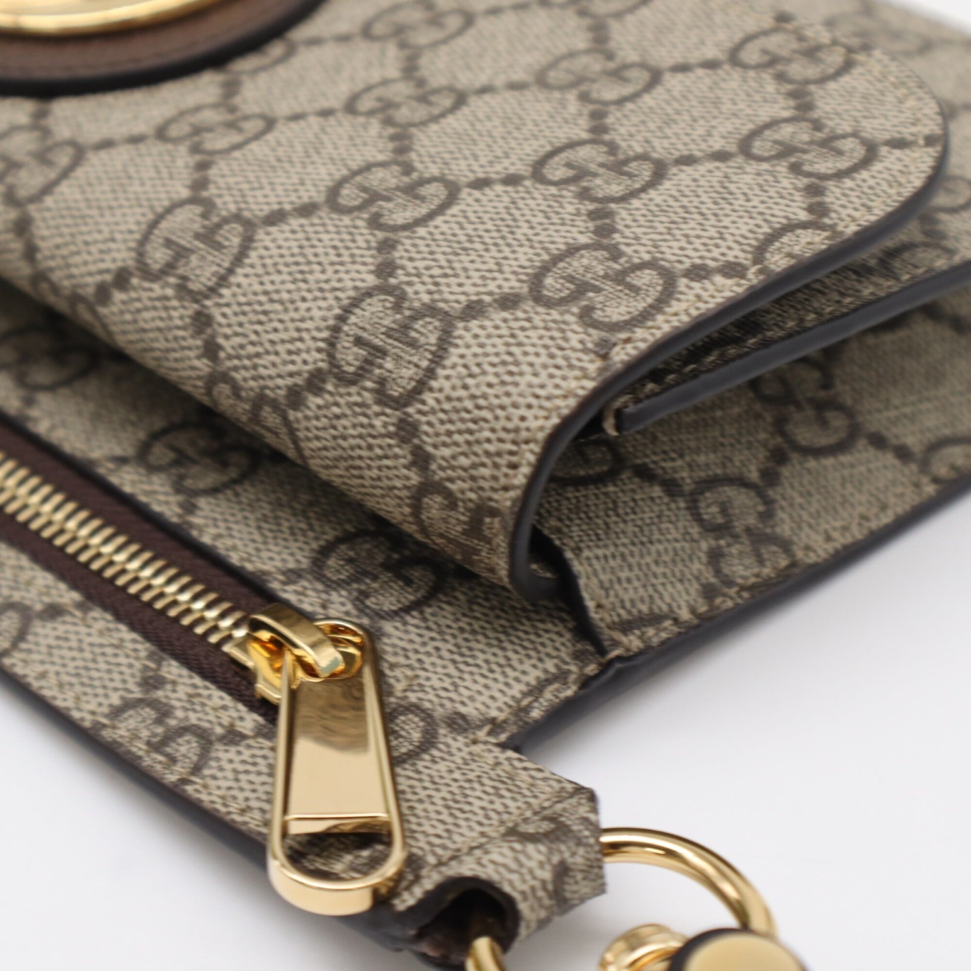 Gucci Beige Brown Gg Supreme Leather Fanny Pack Sling Bag (Pre-Owned)