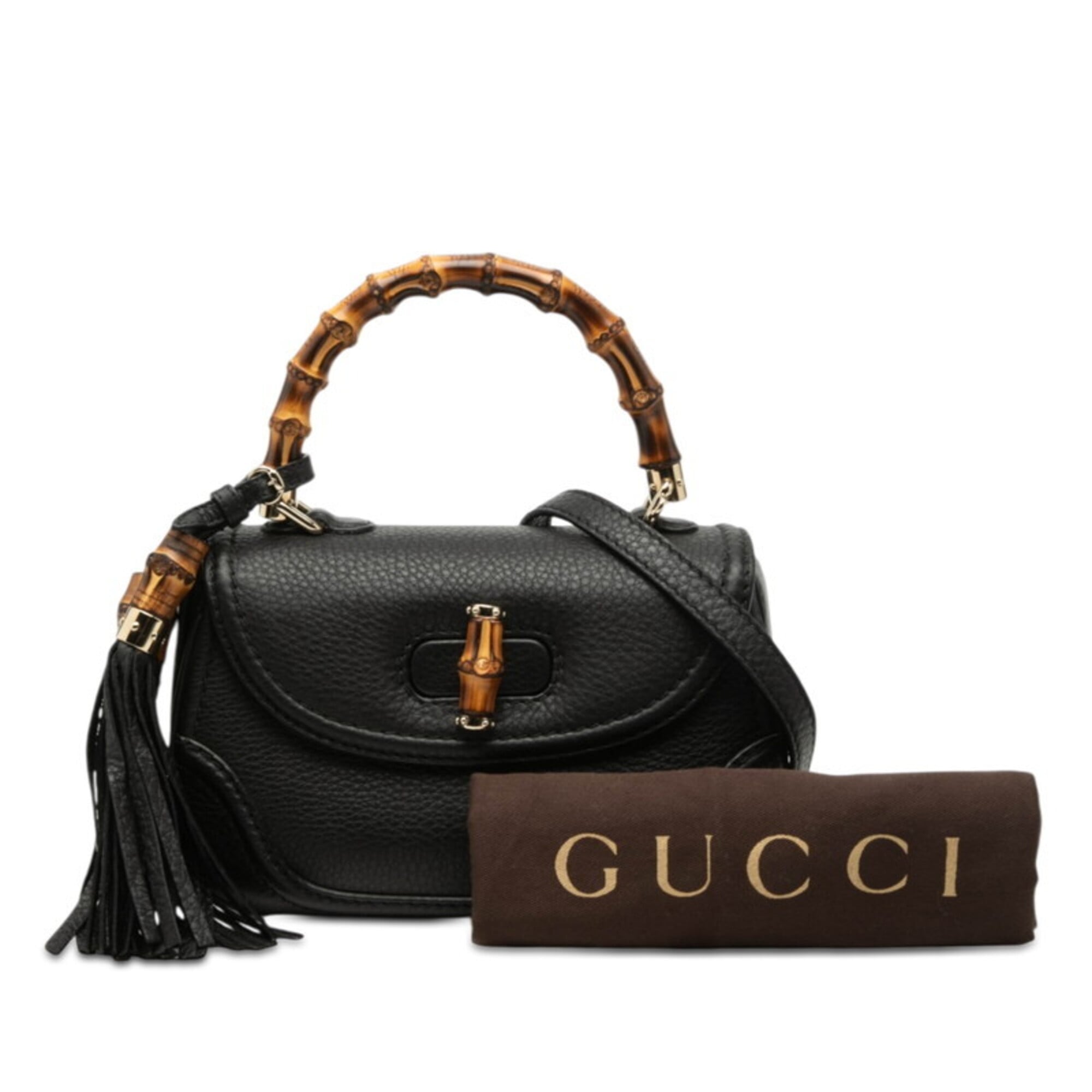 Gucci Black Leather Handbag Shoulder Bag (Pre-Owned)