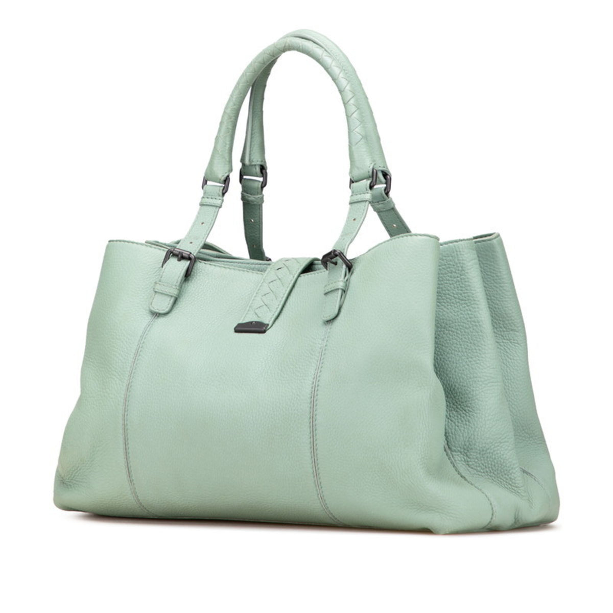 Bottega Veneta Intrecciato Green Leather Handbag (Pre-Owned)
