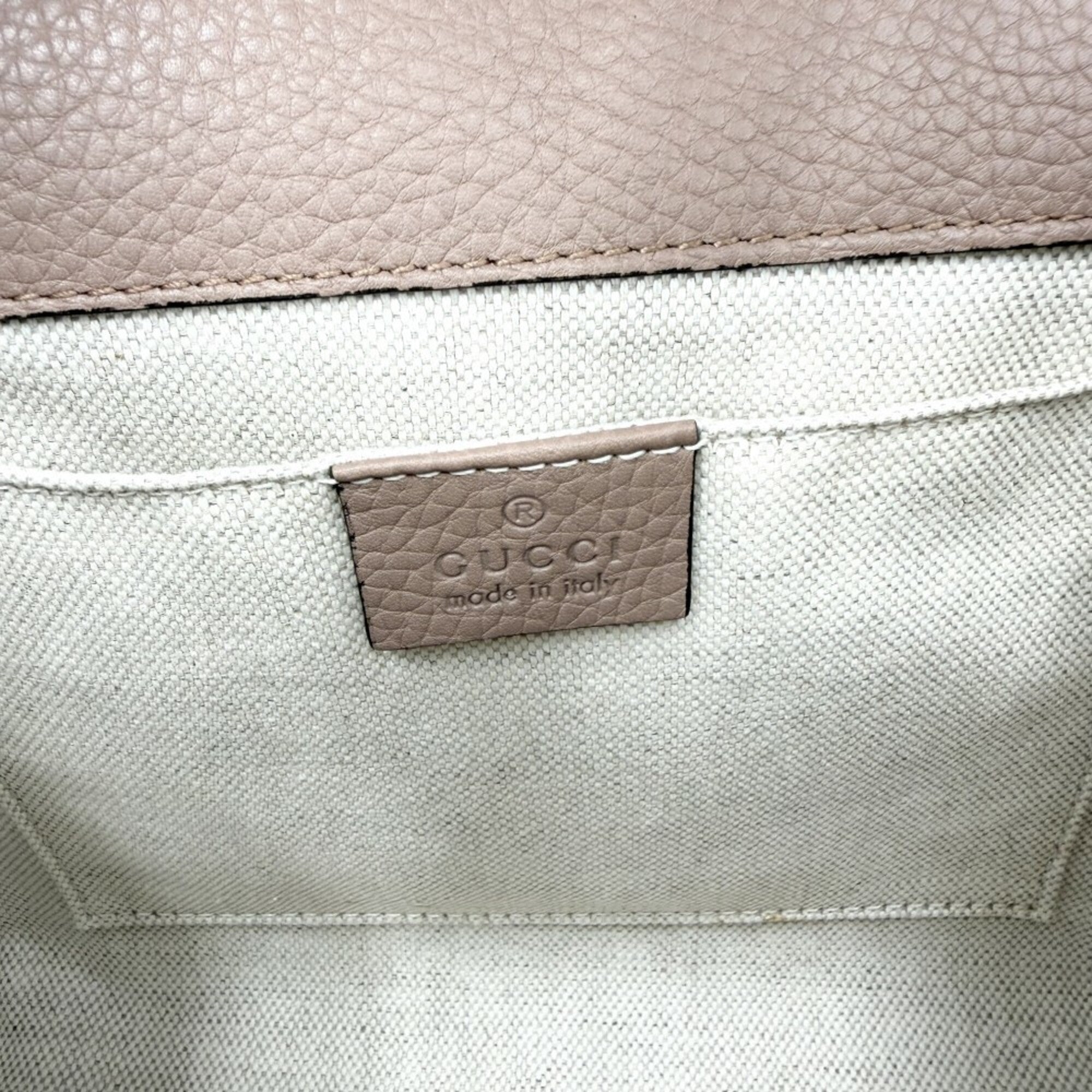 Gucci Beige Gold Pink Beige White Leather Handbag Shoulder Bag (Pre-Owned)