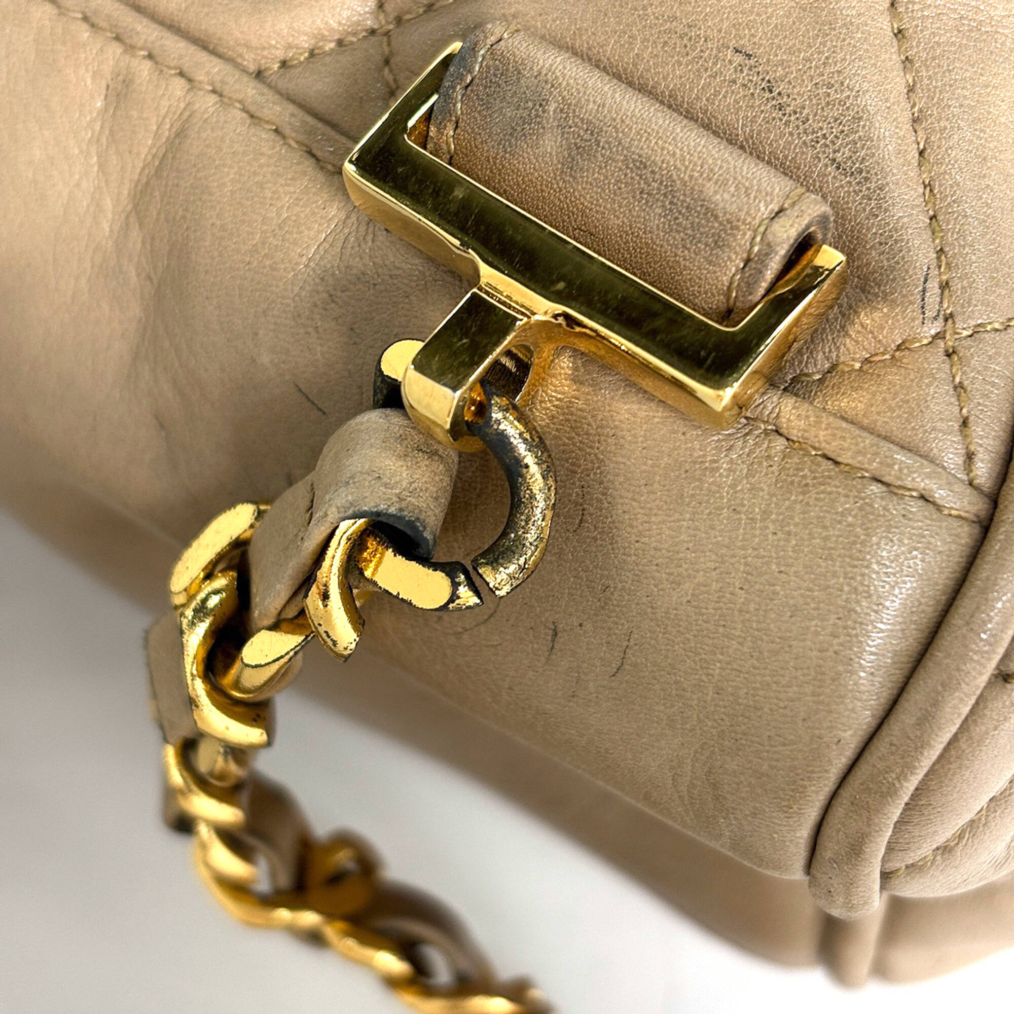 Chanel Matelasse Beige Leather Backpack (Pre-Owned)