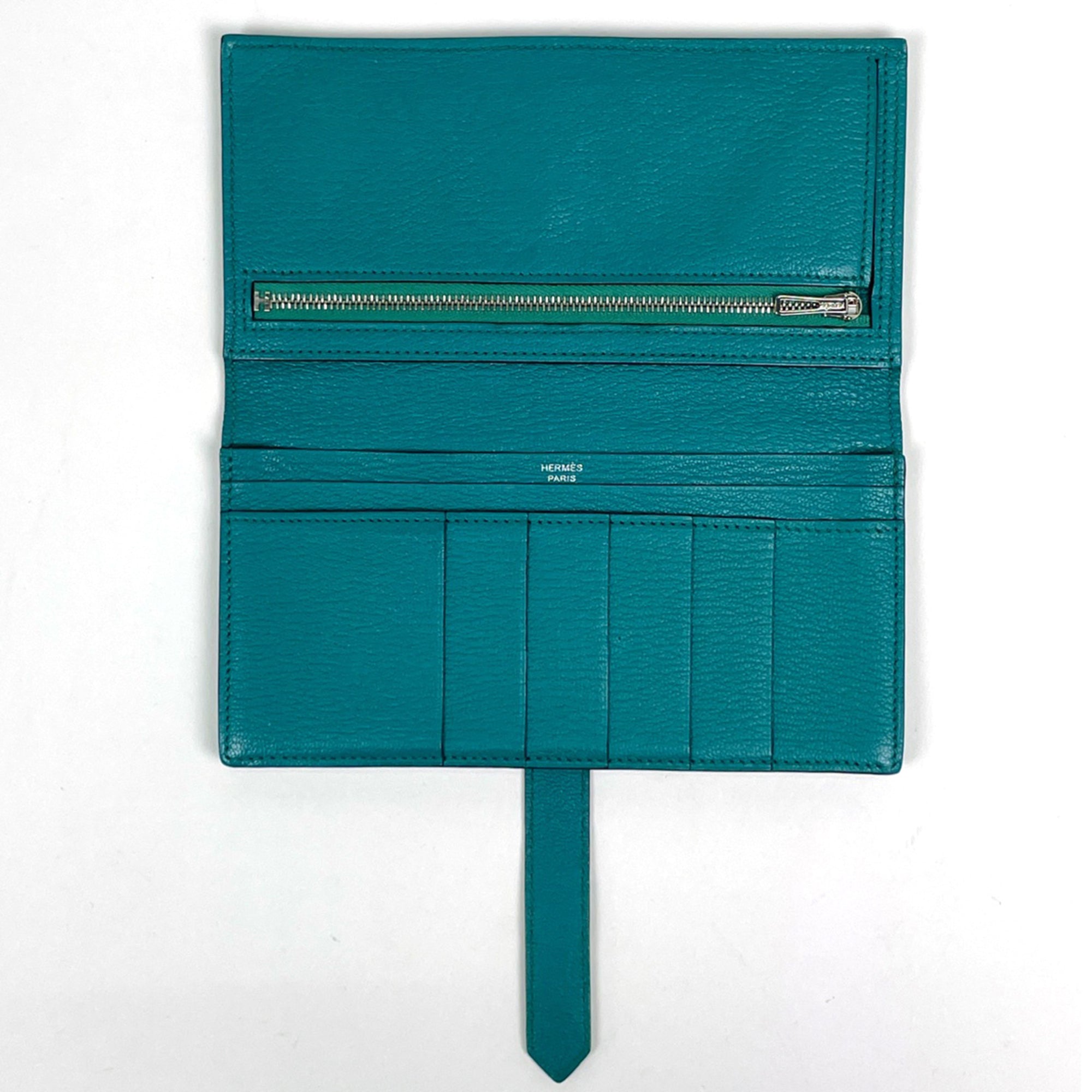 Hermes Soufre Chevre Leather Long Wallet (Bi-Fold) (Pre-Owned)