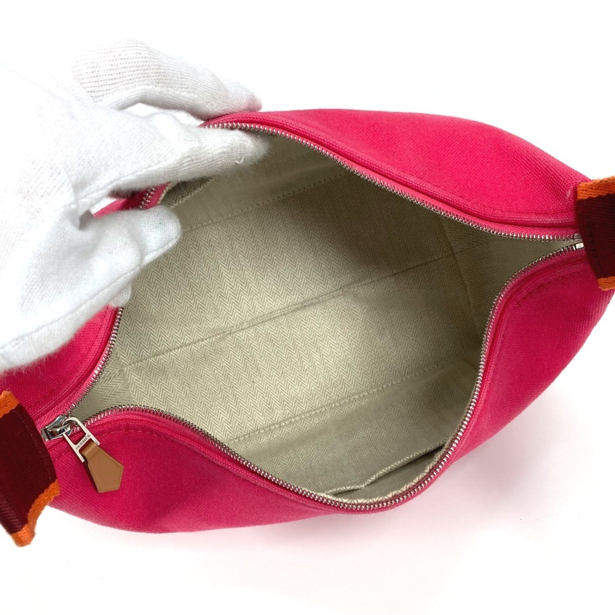 Hermes Pink Canvas Handbag Vanity Bag (Pre-Owned)