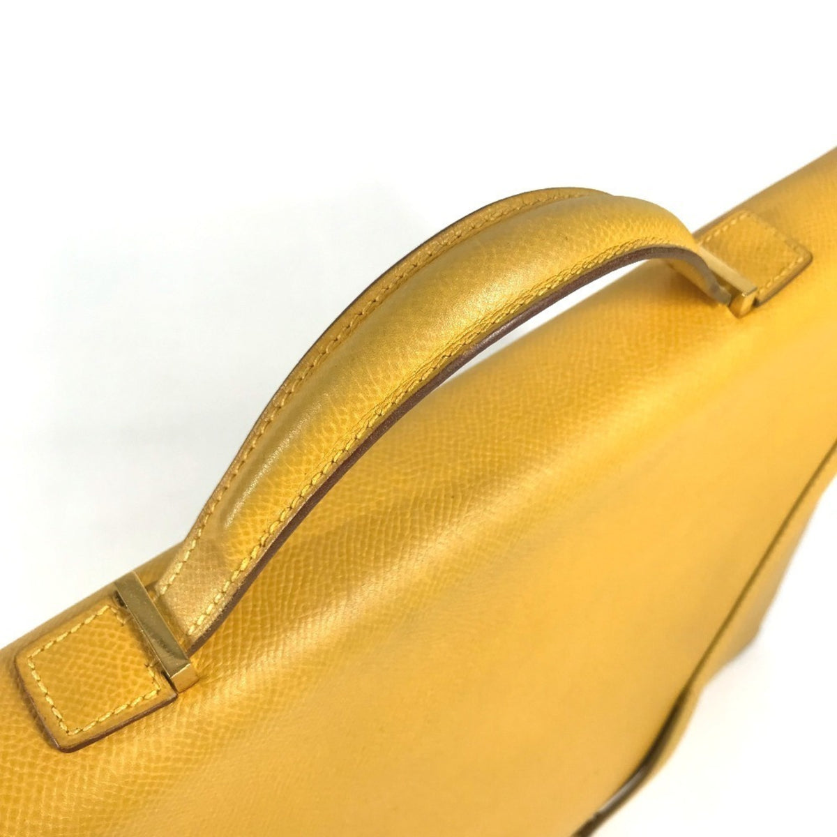 Hermes Yellow Courchevel Leather Briefcase Handbag (Pre-Owned)