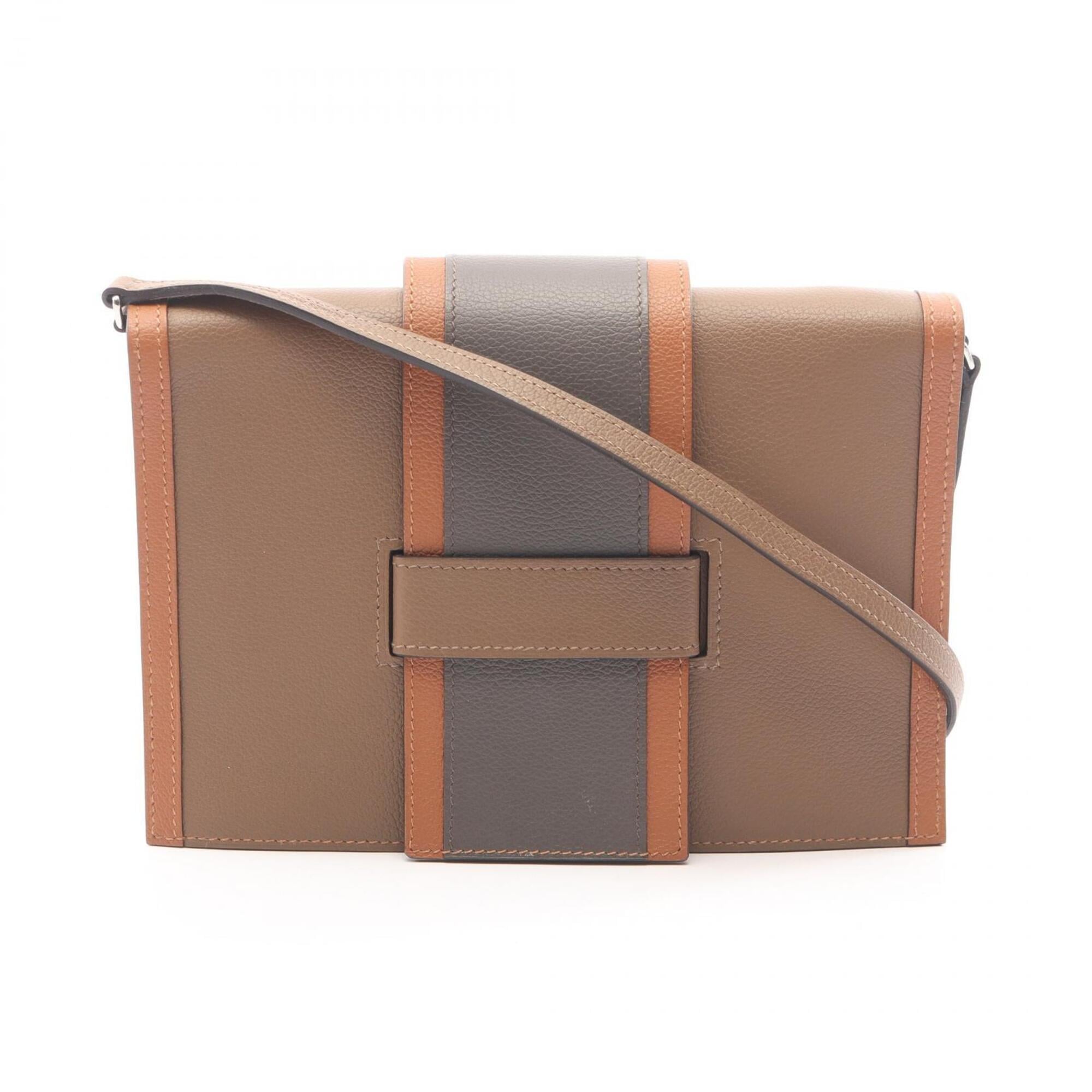 Hermes Beige Brown Etain Gray Leather Handbag Shoulder Bag (Pre-Owned)